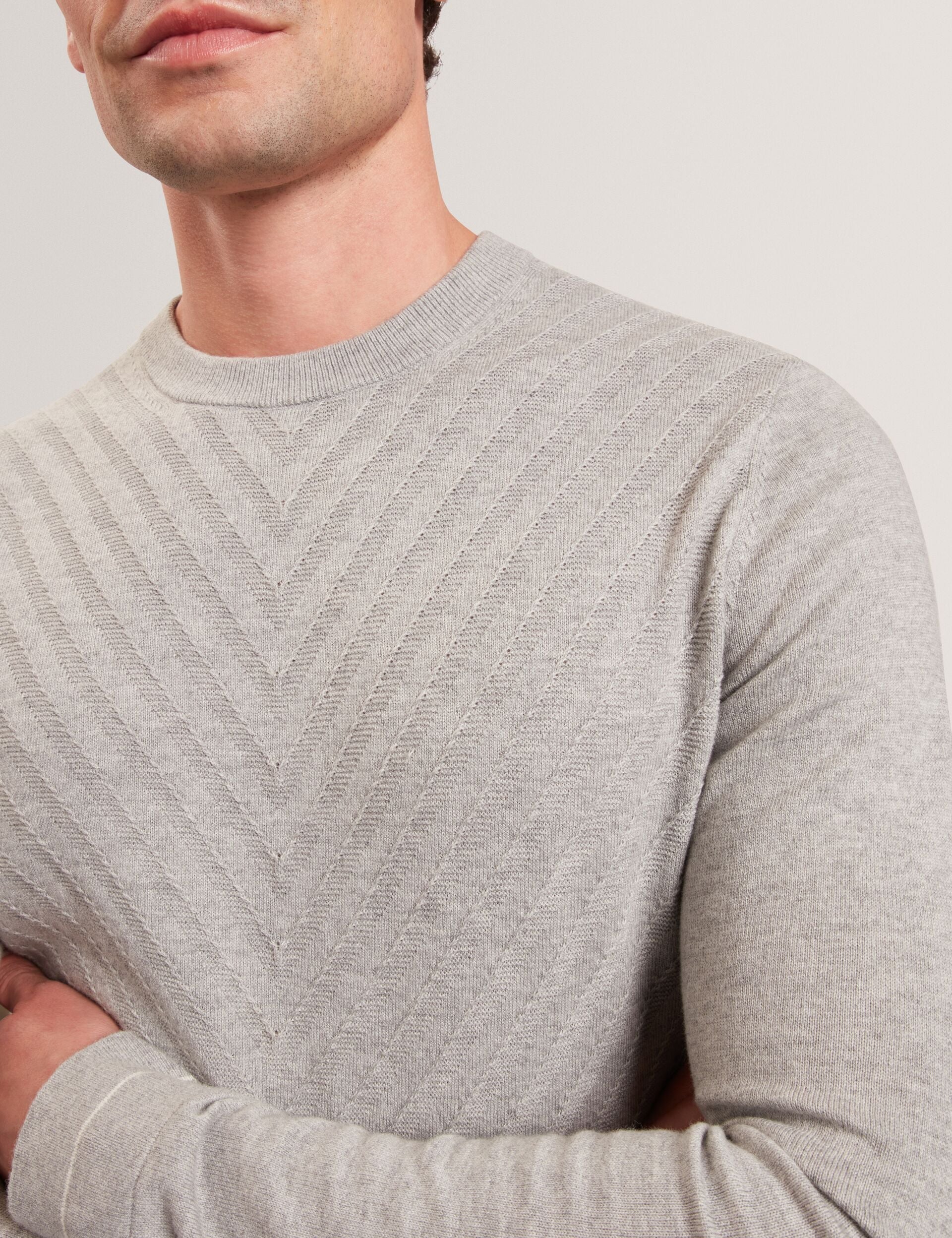 Men|Sale CORBIN Chevron Texture Knit Crew Neck Sweater - Ted Baker