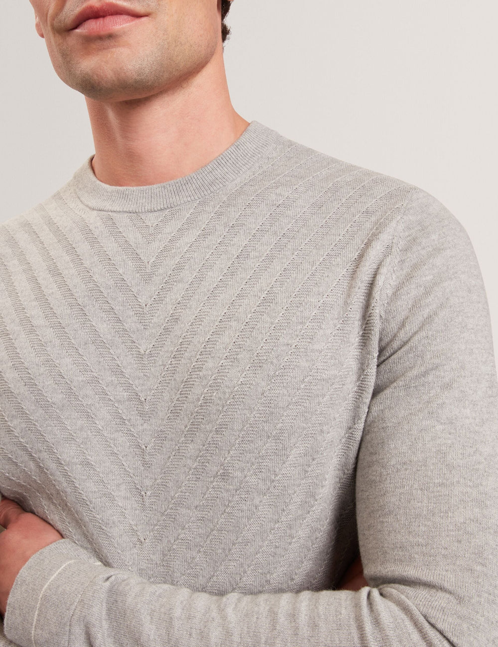 Men|Sale CORBIN Chevron Texture Knit Crew Neck Sweater - Ted Baker