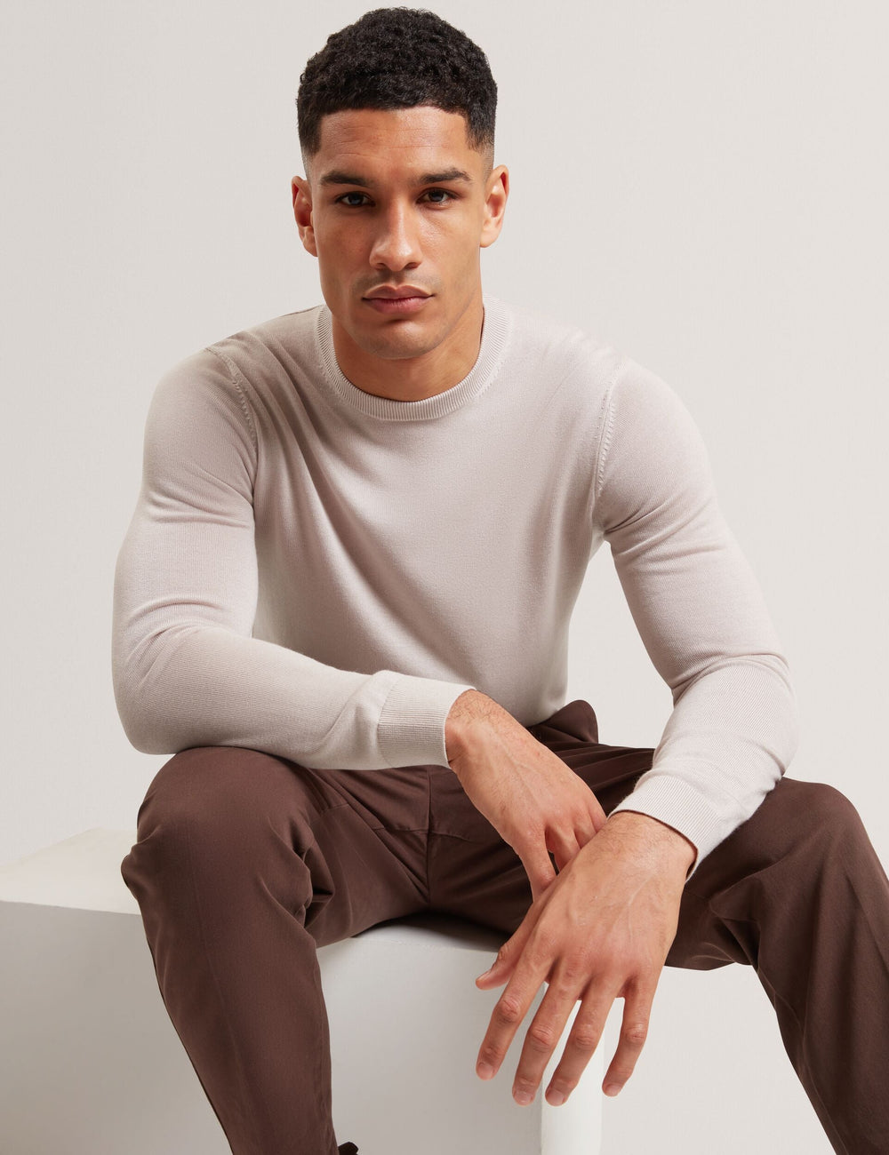 Men|Sale TORRA - Long Sleeve Silk Blend Crew Neck Jumper - Ted Baker