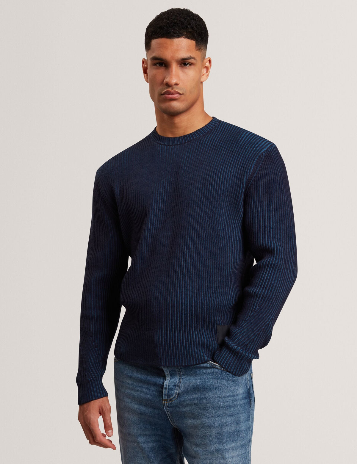 Men|Sale TIMMNO Plated Rib Knit Crew Neck Sweater - Ted Baker