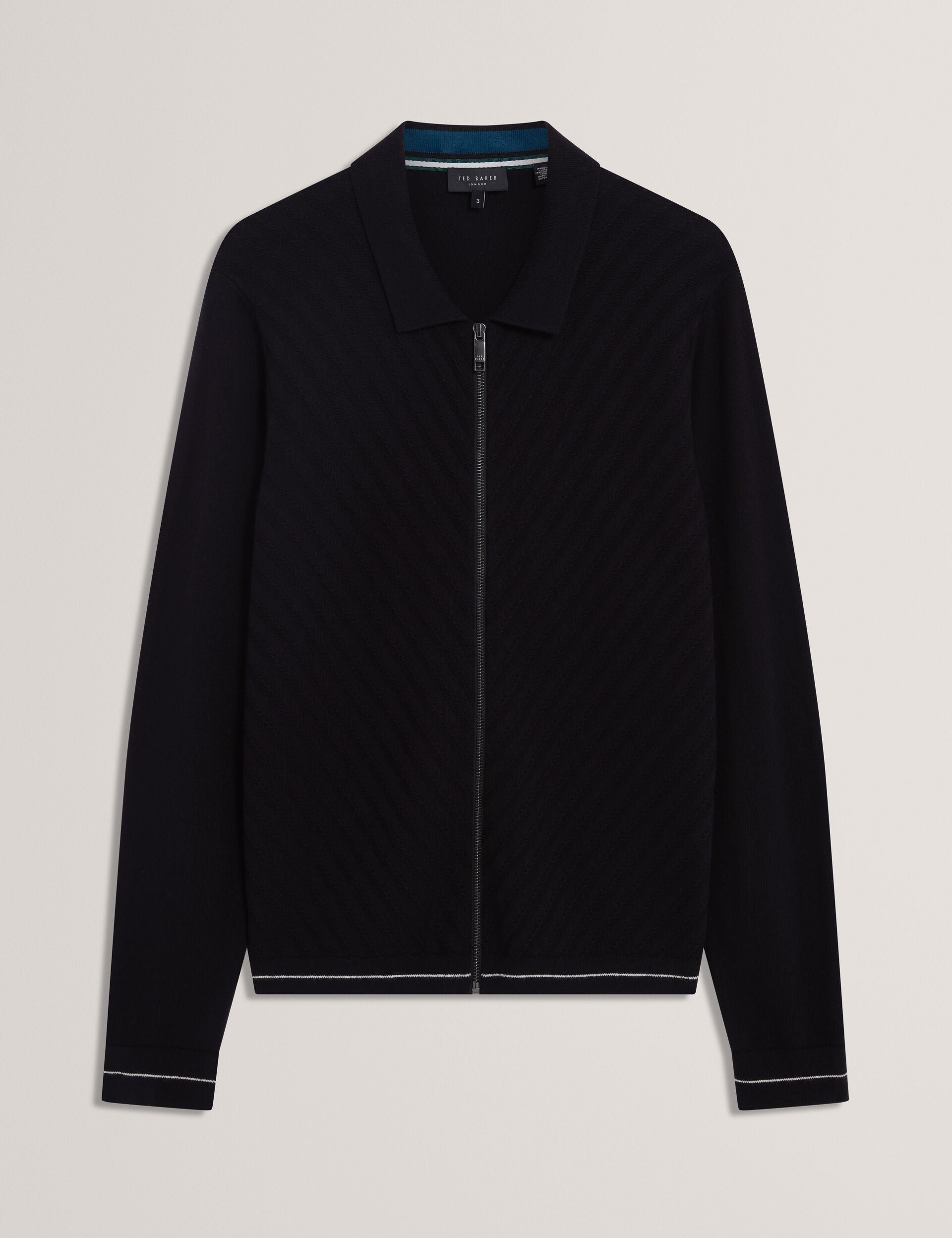 Men|Sale LYSAND Chevron Stitch Zip-Up Wool Knit Cardigan - Ted Baker