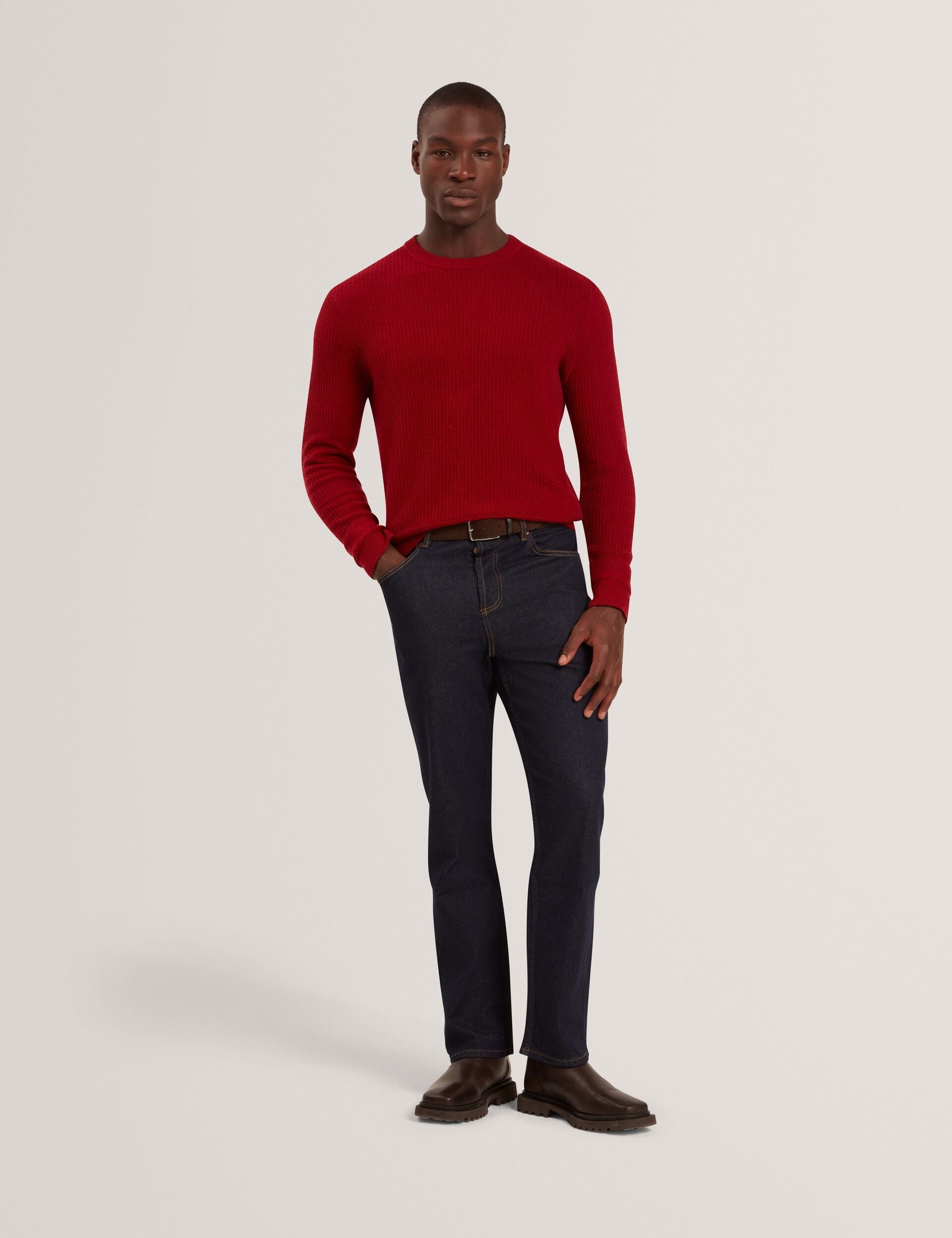 Men|Sale LEOCADI Herringbone Trim Textured Knit Sweater - Ted Baker