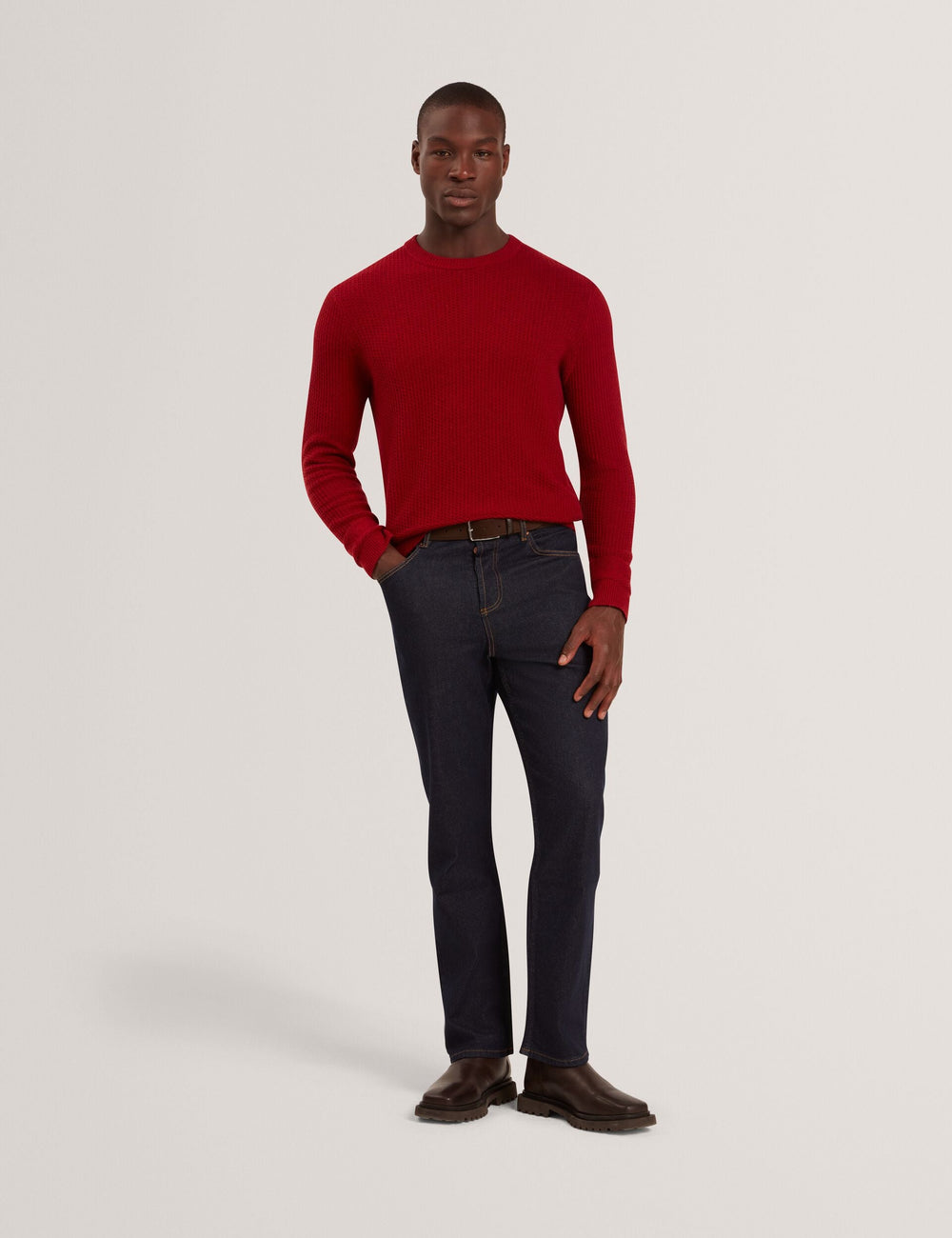 Men|Sale LEOCADI Herringbone Trim Textured Knit Sweater - Ted Baker