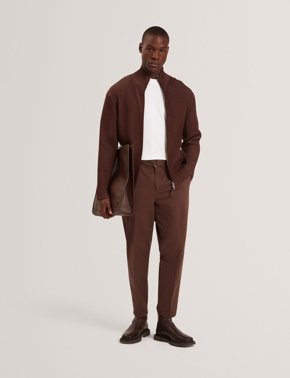 Men|Sale ROMANI Rib Knit Funnel Neck Zip-Up Sweater - Ted Baker