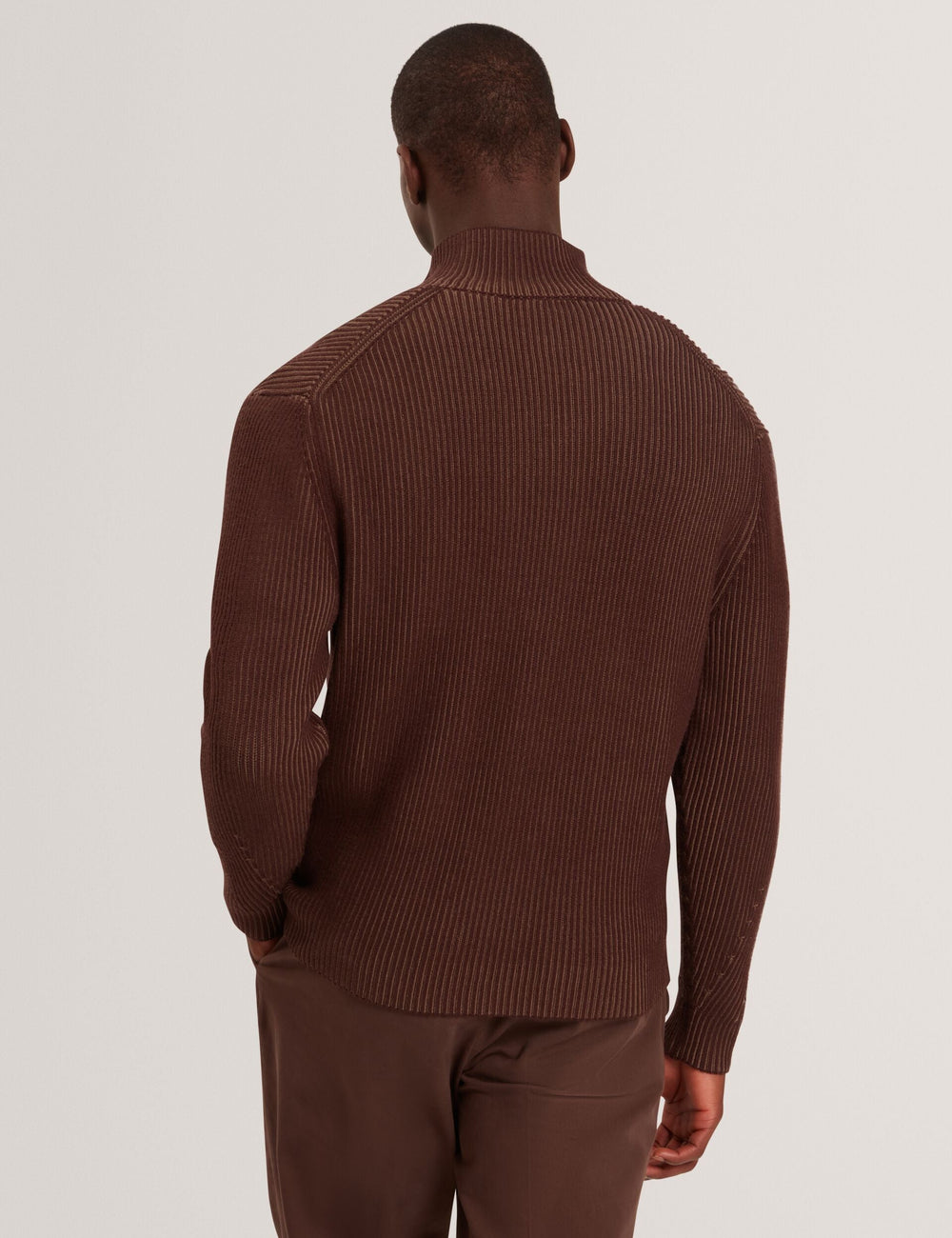 Men|Sale ROMANI Rib Knit Funnel Neck Zip-Up Sweater - Ted Baker