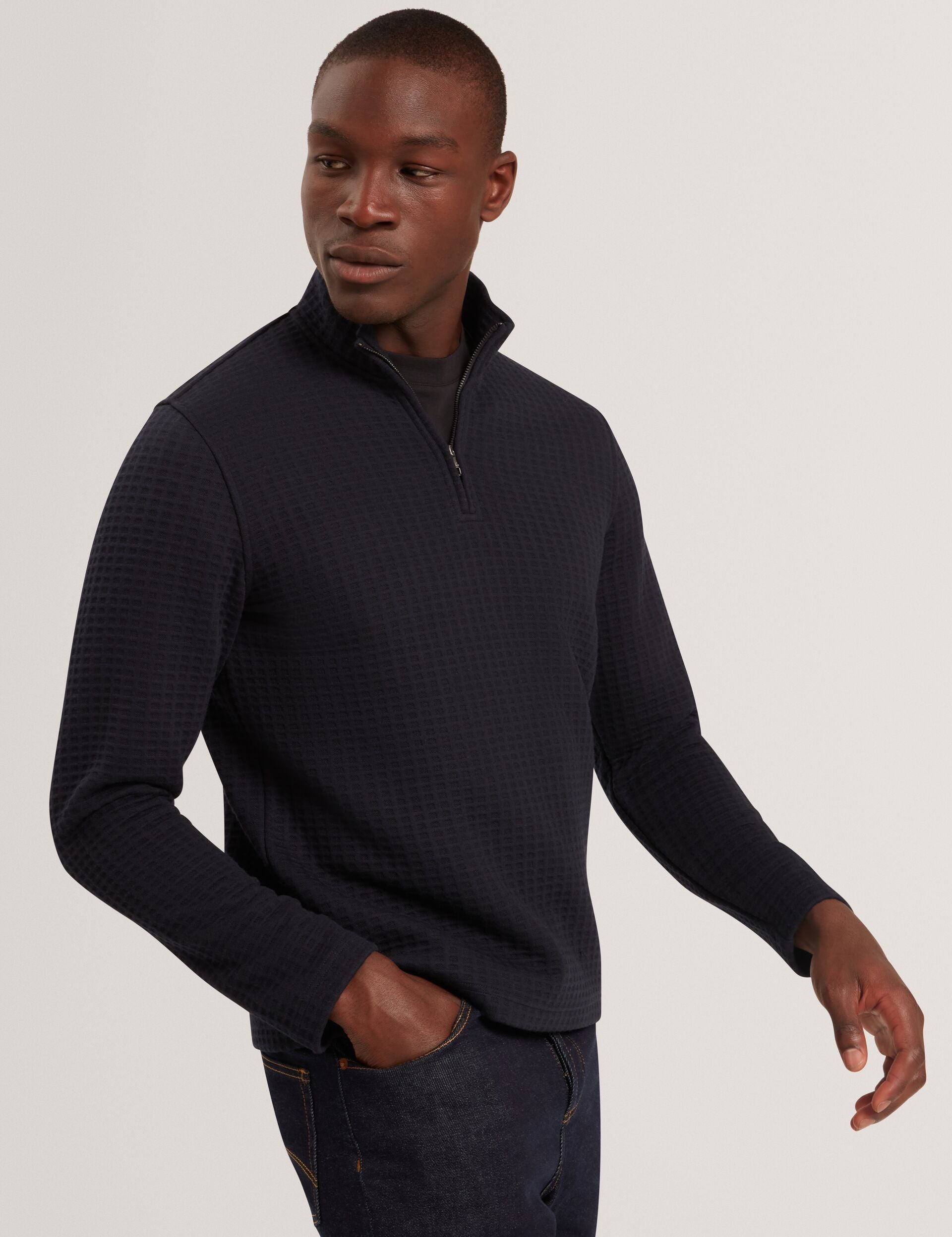 Men|Sale CAINDLE Waffle Knit Quarter Zip Sweatshirt - Ted Baker