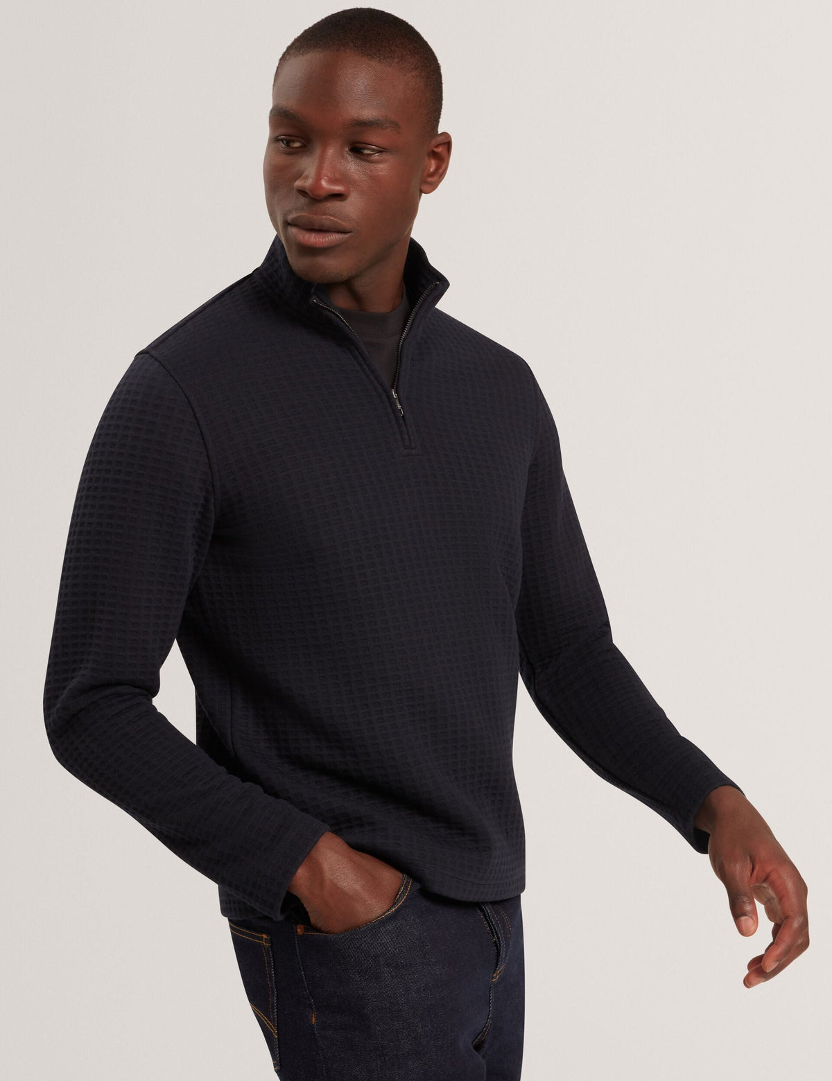 Men|Sale CAINDLE Waffle Knit Quarter Zip Sweatshirt - Ted Baker