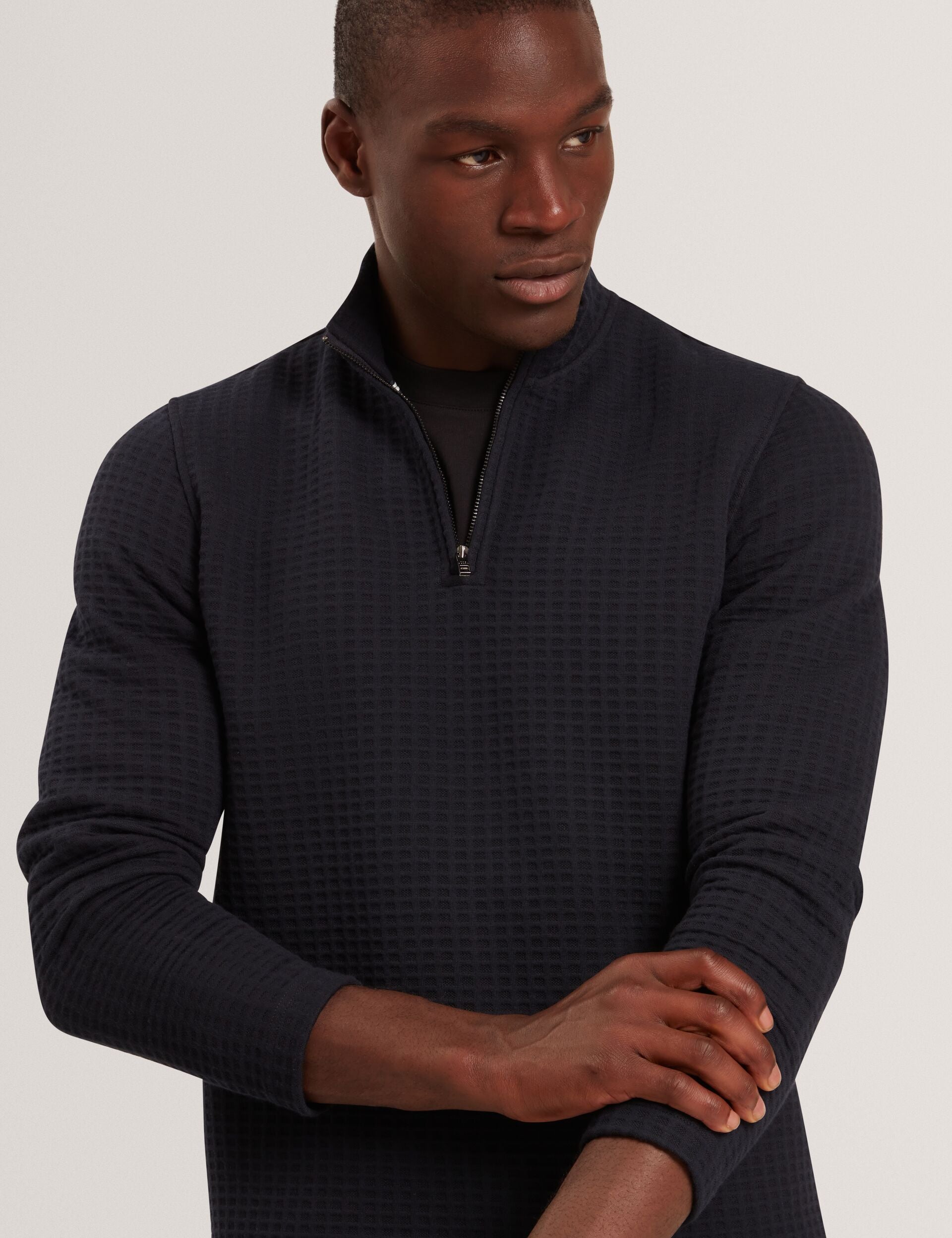 Men|Sale CAINDLE Waffle Knit Quarter Zip Sweatshirt - Ted Baker