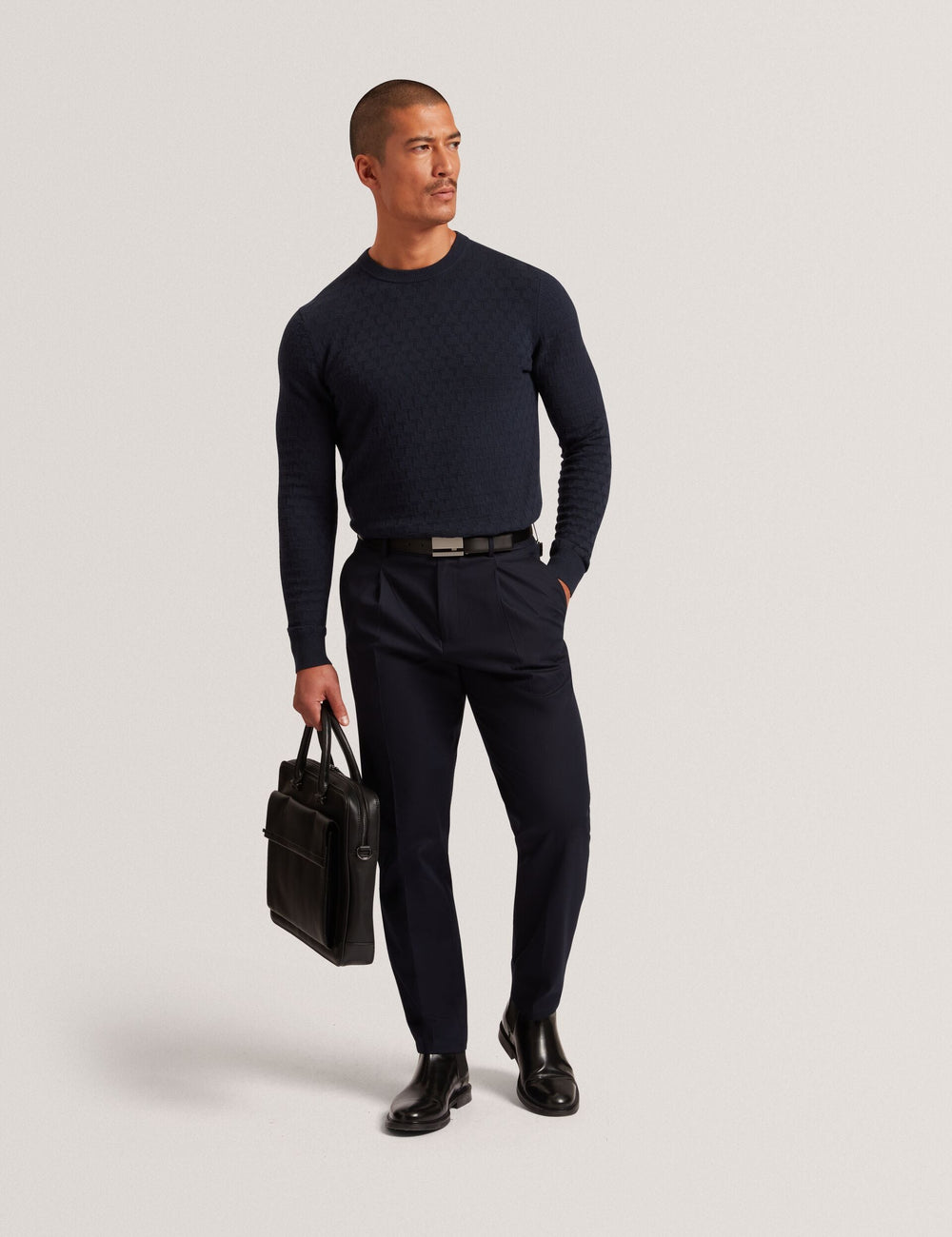 Men|Sale SAINSY Branded Texture Crew Neck Jumper - Ted Baker