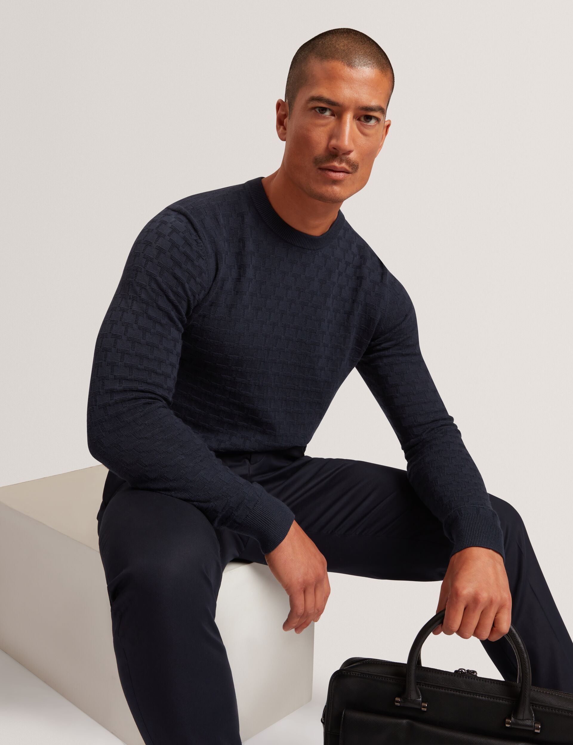Men|Sale SAINSY Branded Texture Crew Neck Jumper - Ted Baker