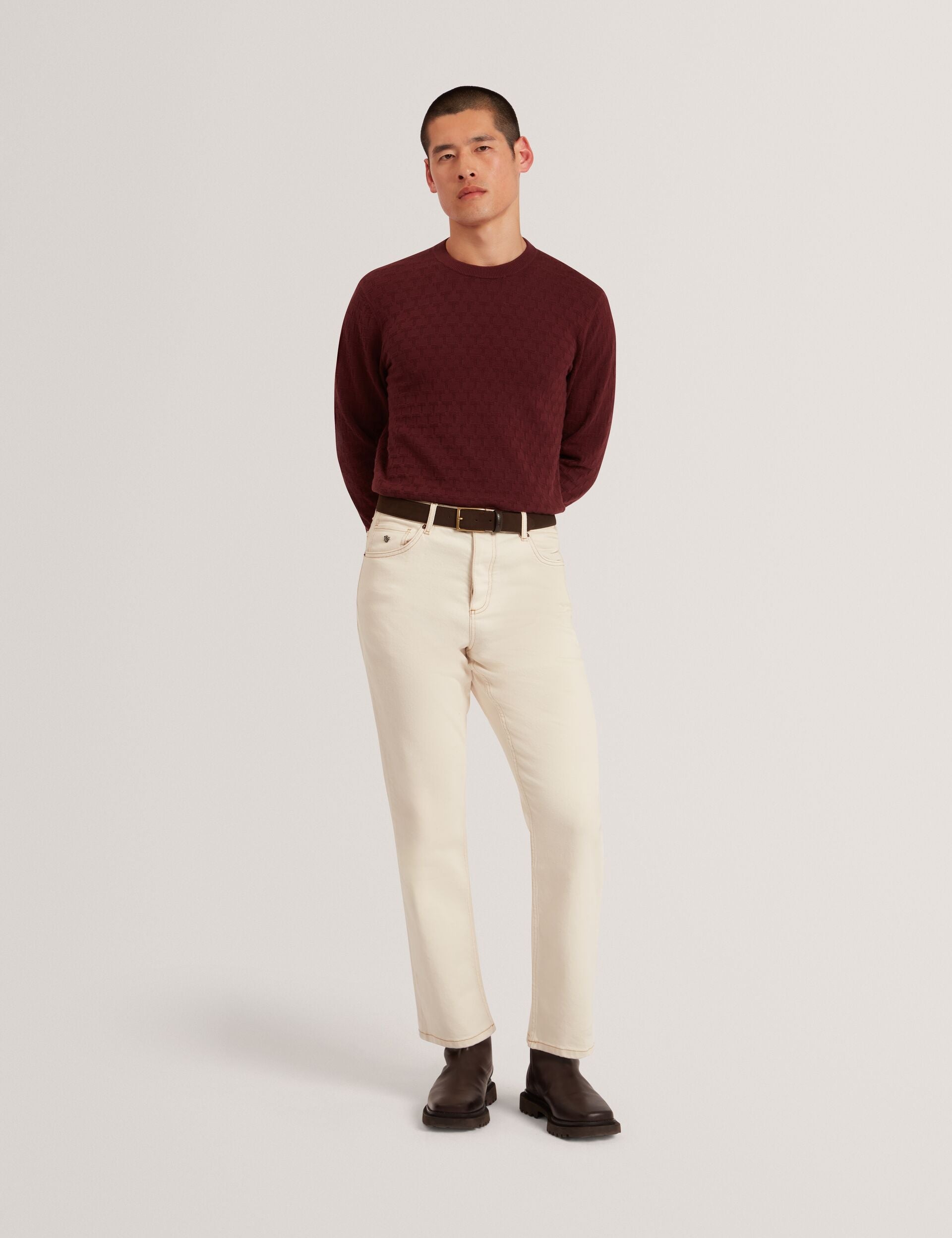 Men|Sale SAINSY Branded Texture Crew Neck Jumper - Ted Baker