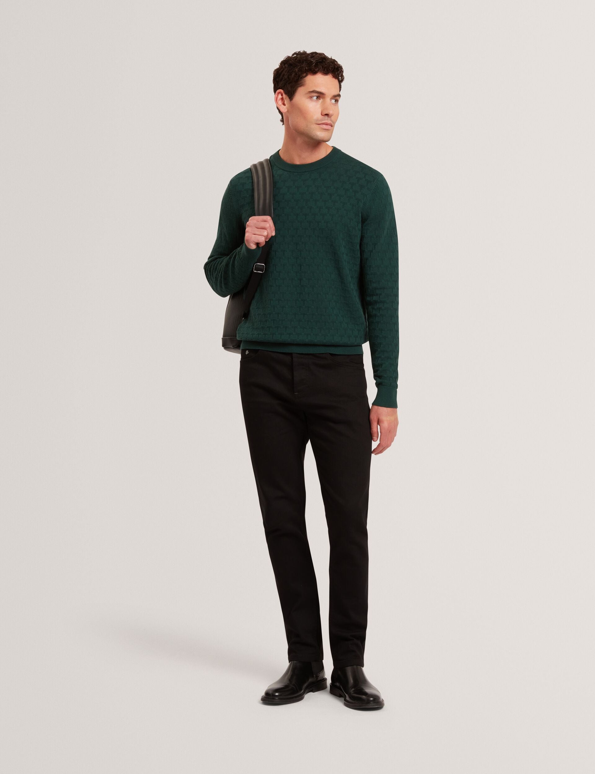 Men|Sale SAINSY Branded Texture Crew Neck Jumper - Ted Baker