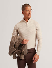 Men|Sale JEREMEE Branded Texture Zip Neck Jumper - Ted Baker
