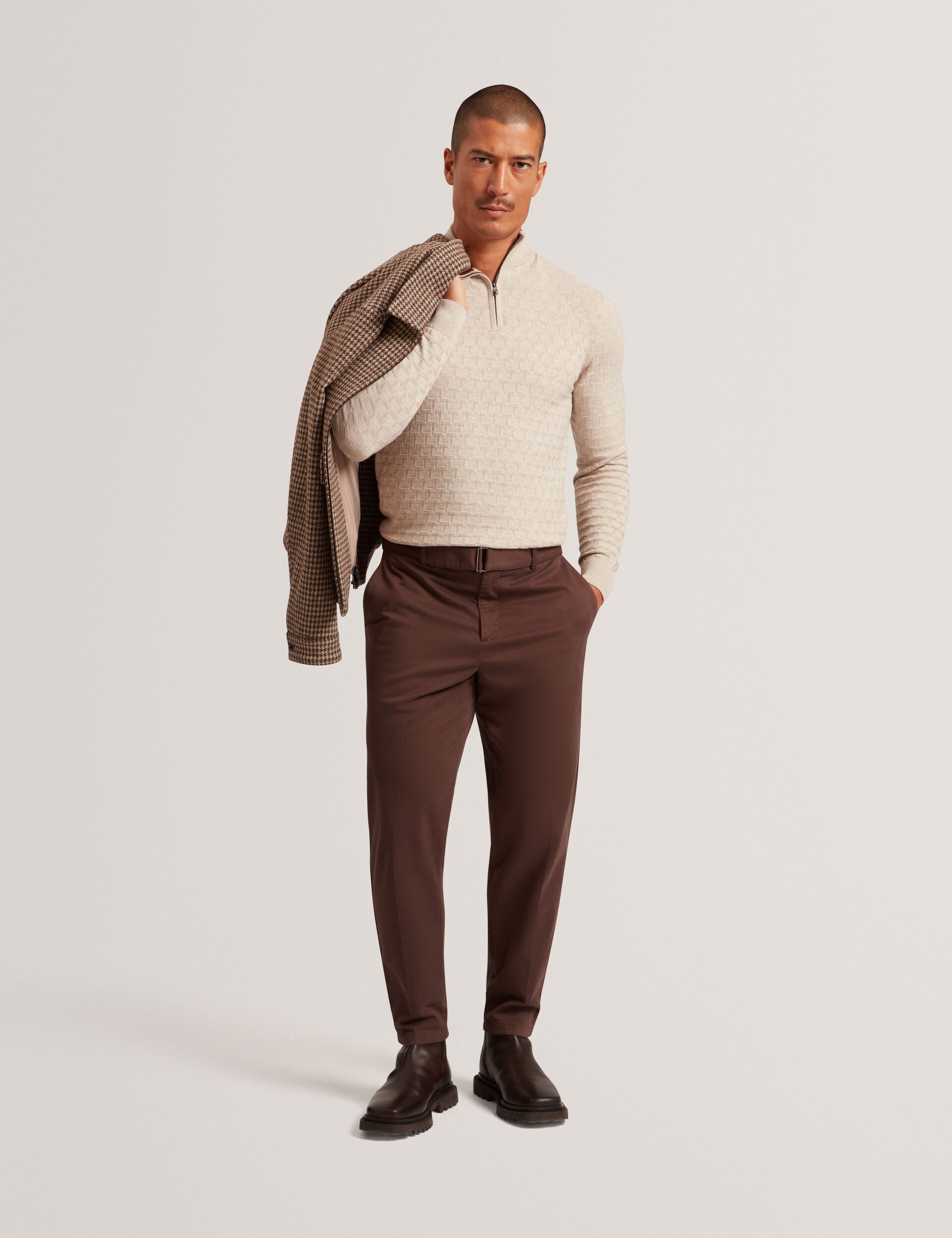 Men|Sale JEREMEE Branded Texture Zip Neck Jumper - Ted Baker