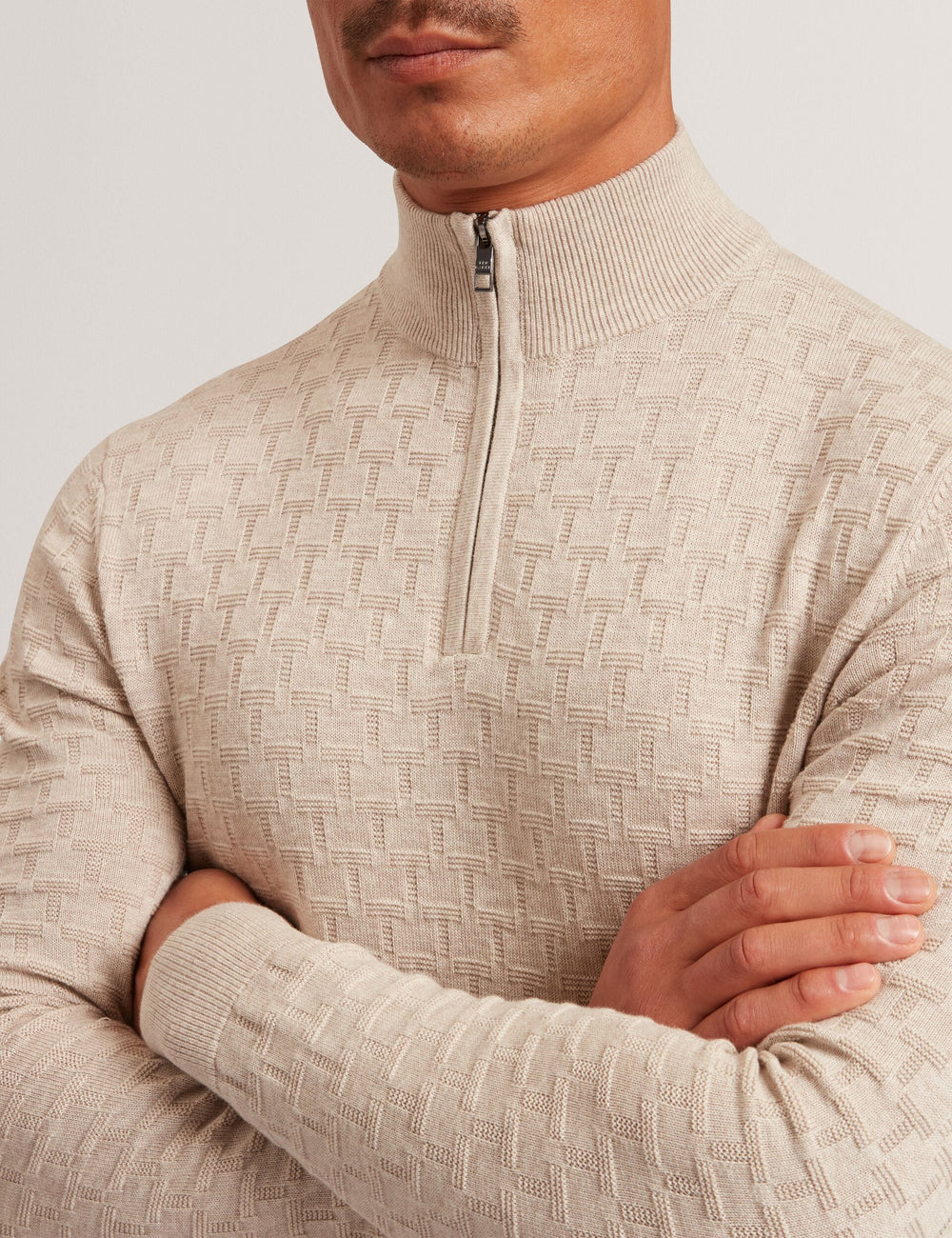 Men|Sale JEREMEE Branded Texture Zip Neck Jumper - Ted Baker