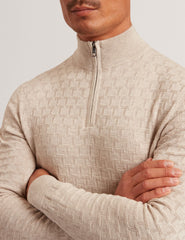 Men|Sale JEREMEE Branded Texture Zip Neck Jumper - Ted Baker