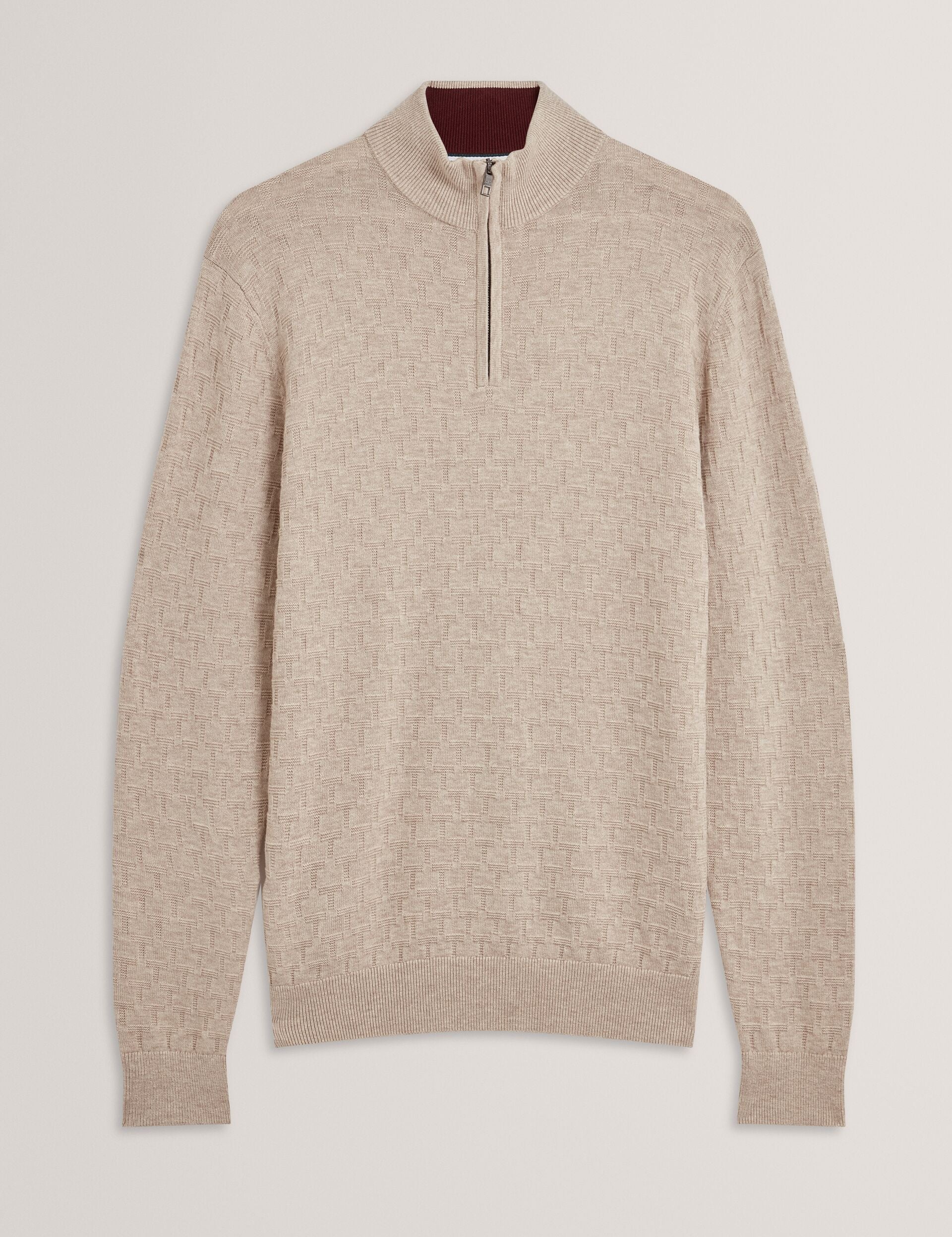 Men|Sale JEREMEE Branded Texture Zip Neck Jumper - Ted Baker