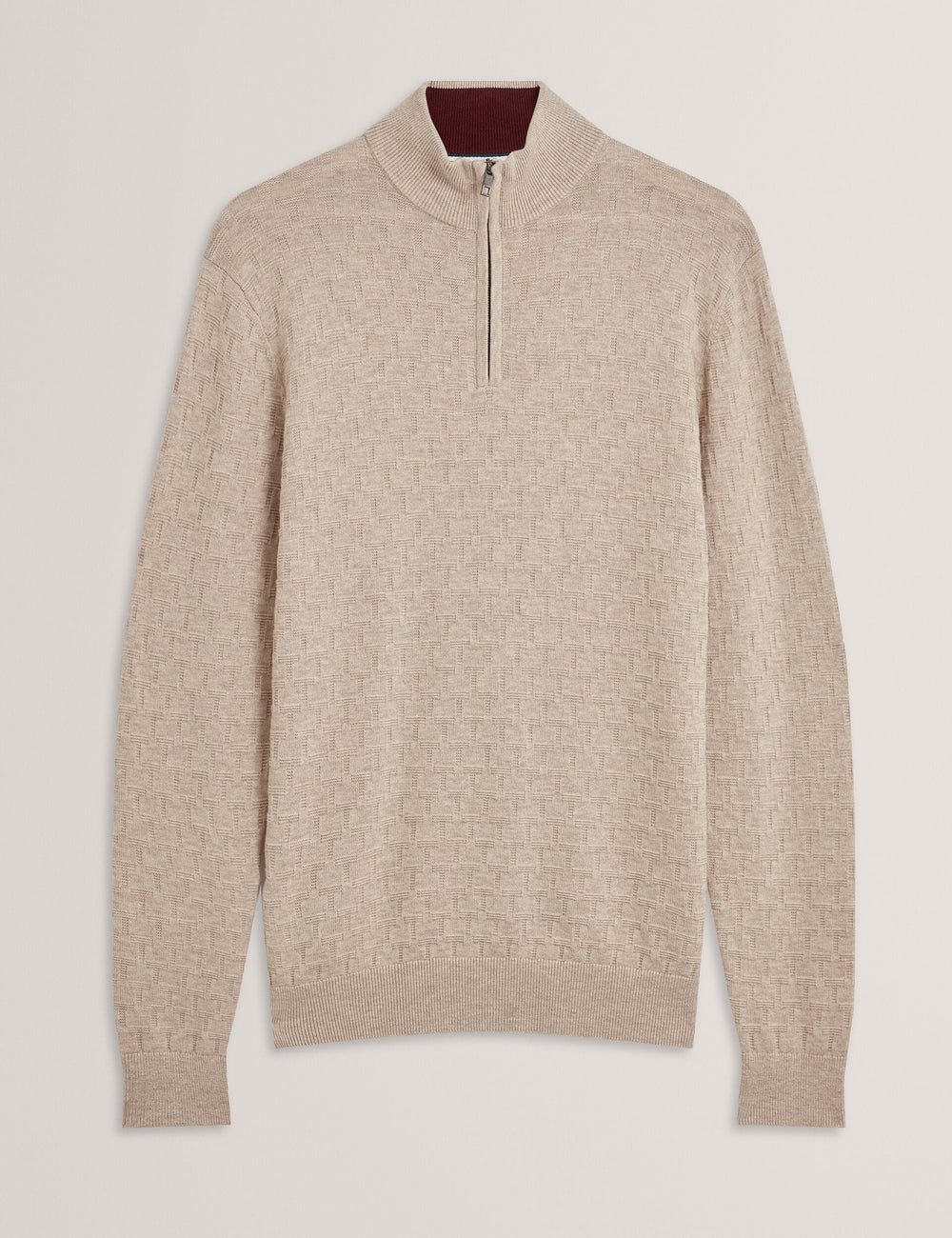 Men|Sale JEREMEE Branded Texture Zip Neck Jumper - Ted Baker