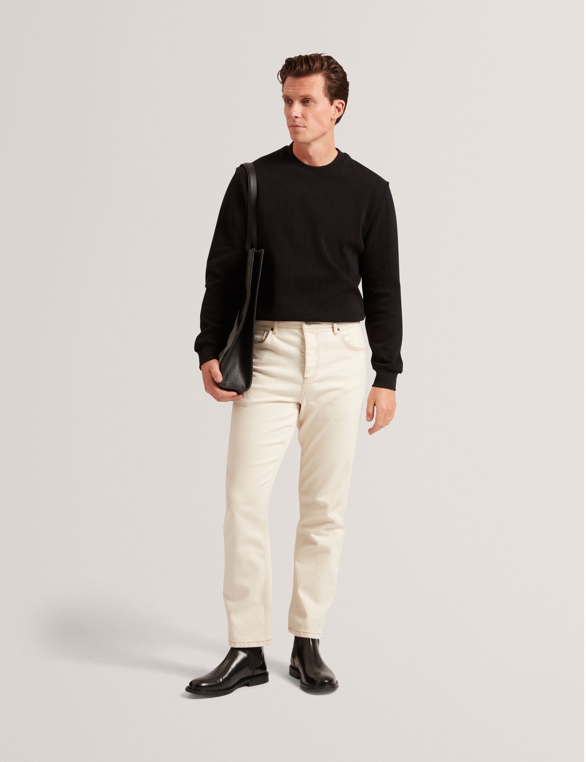 Men|Sale ELATES Herringbone Texture Crew Neck Sweatshirt - Ted Baker