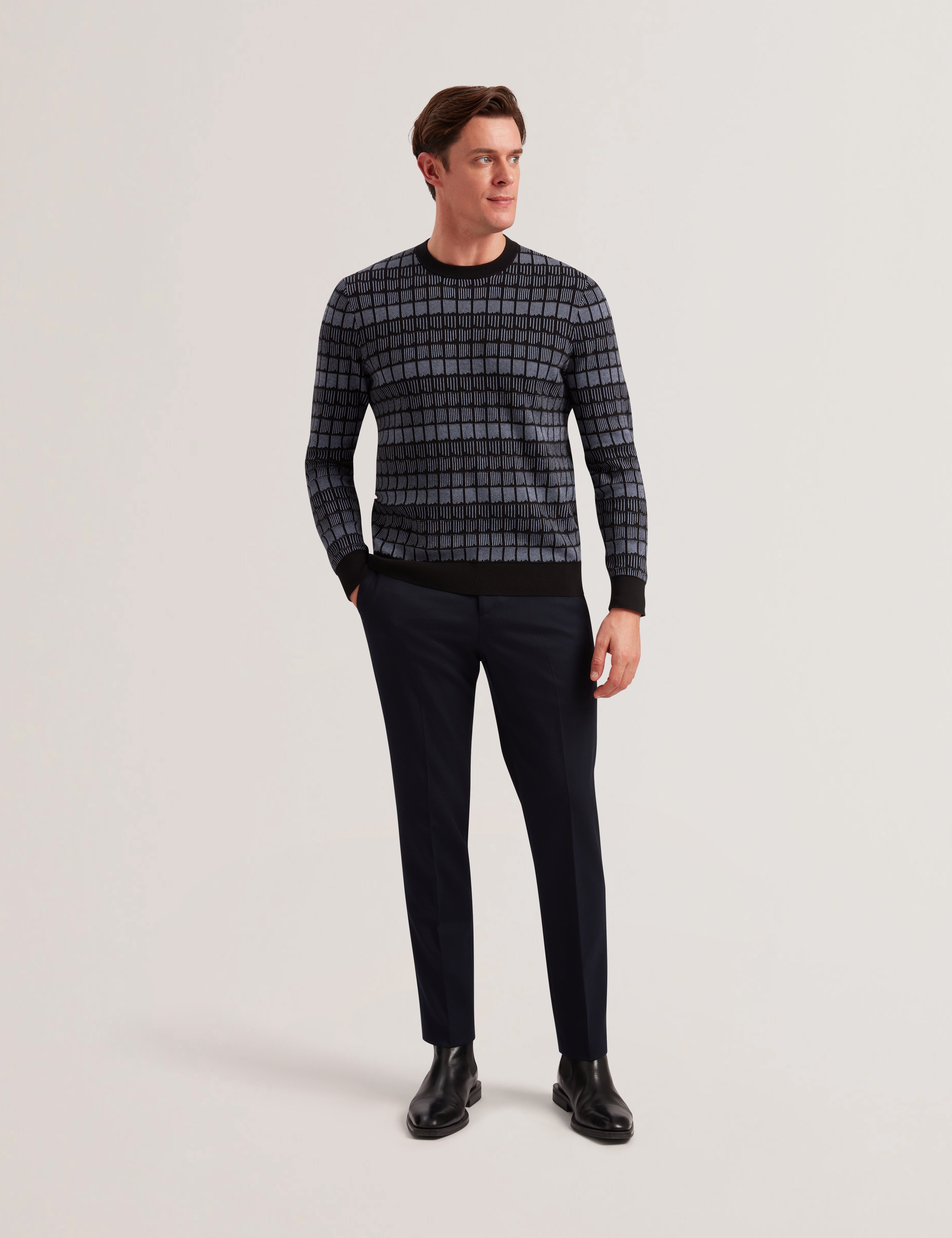 Men OSBURN - Ombre Jacquard Crew Neck Jumper - Ted Baker
