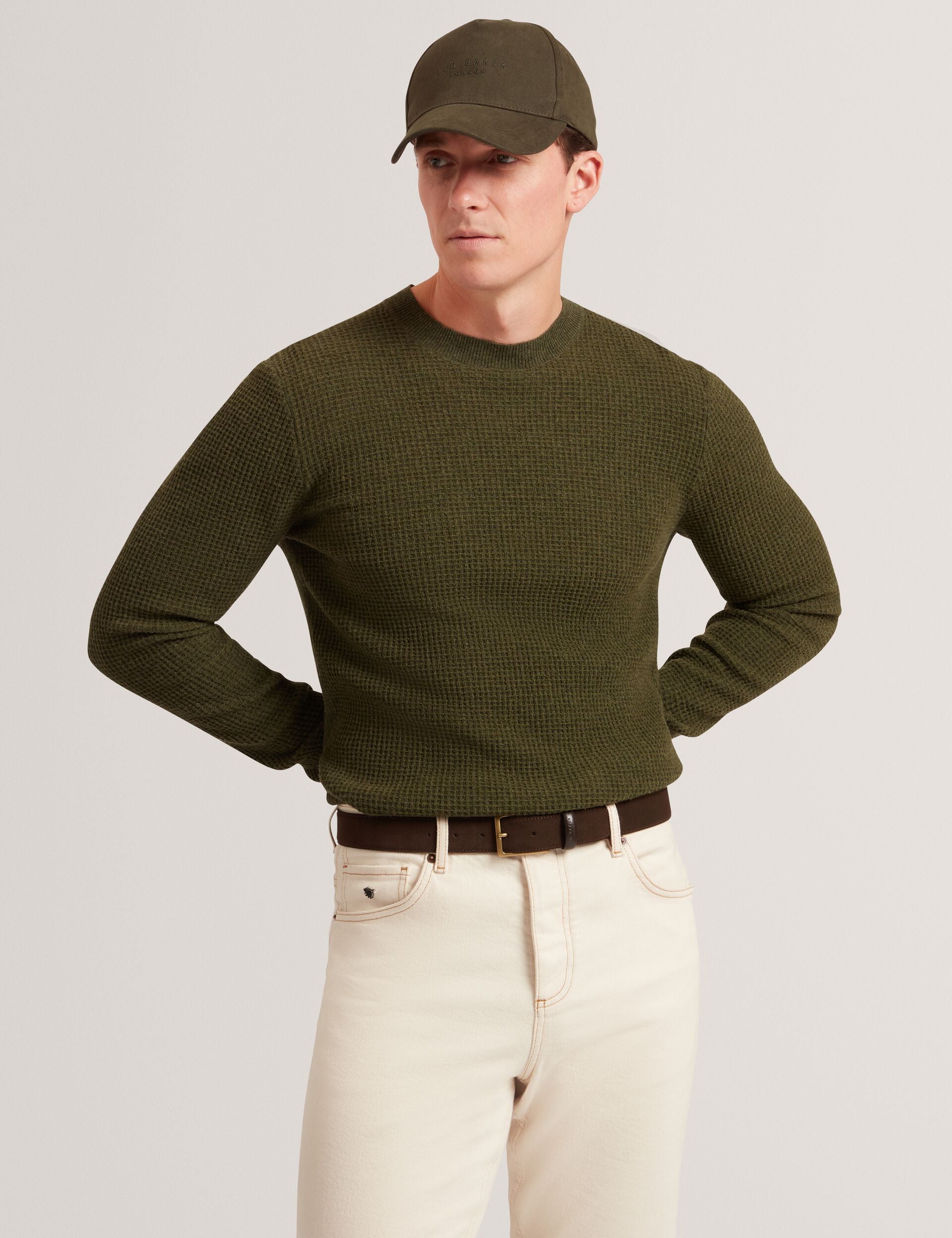 Men|Sale CLACX Waffle Knit Crew Neck Jumper - Ted Baker