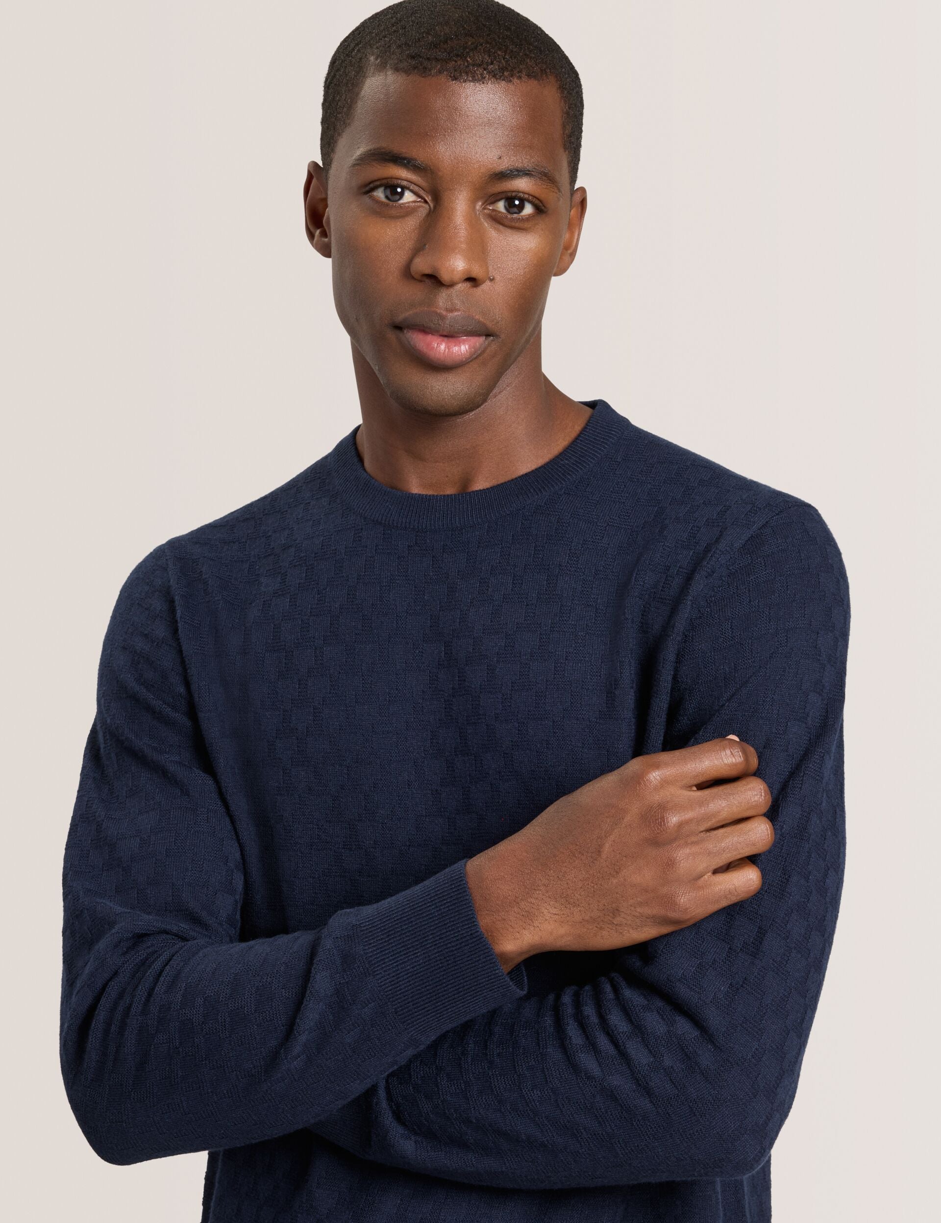 Men T STITCH LONG SLEEVE CREW NECK SWEATER - Sky Captain - Ted Baker