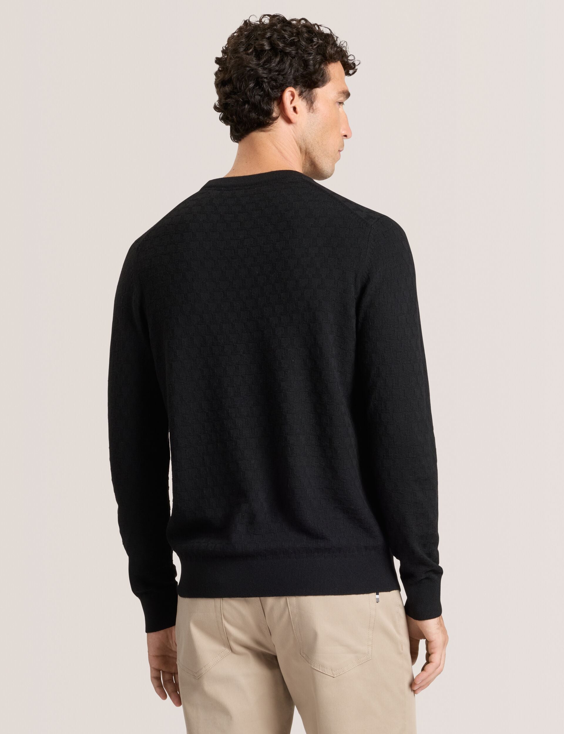 Men T STITCH LONG SLEEVE CREW NECK SWEATER - Black Beauty - Ted Baker