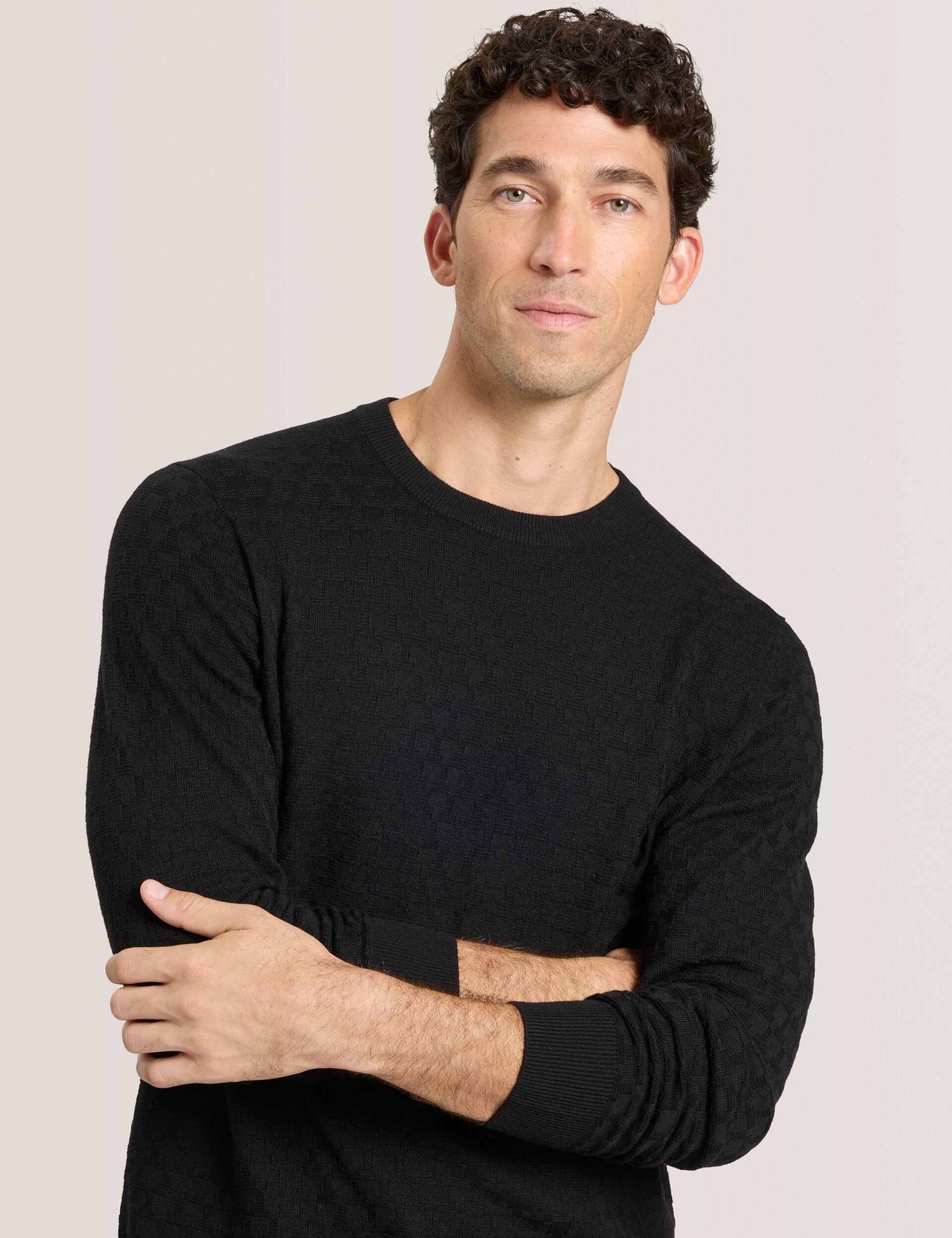 Men T STITCH LONG SLEEVE CREW NECK SWEATER - Black Beauty - Ted Baker