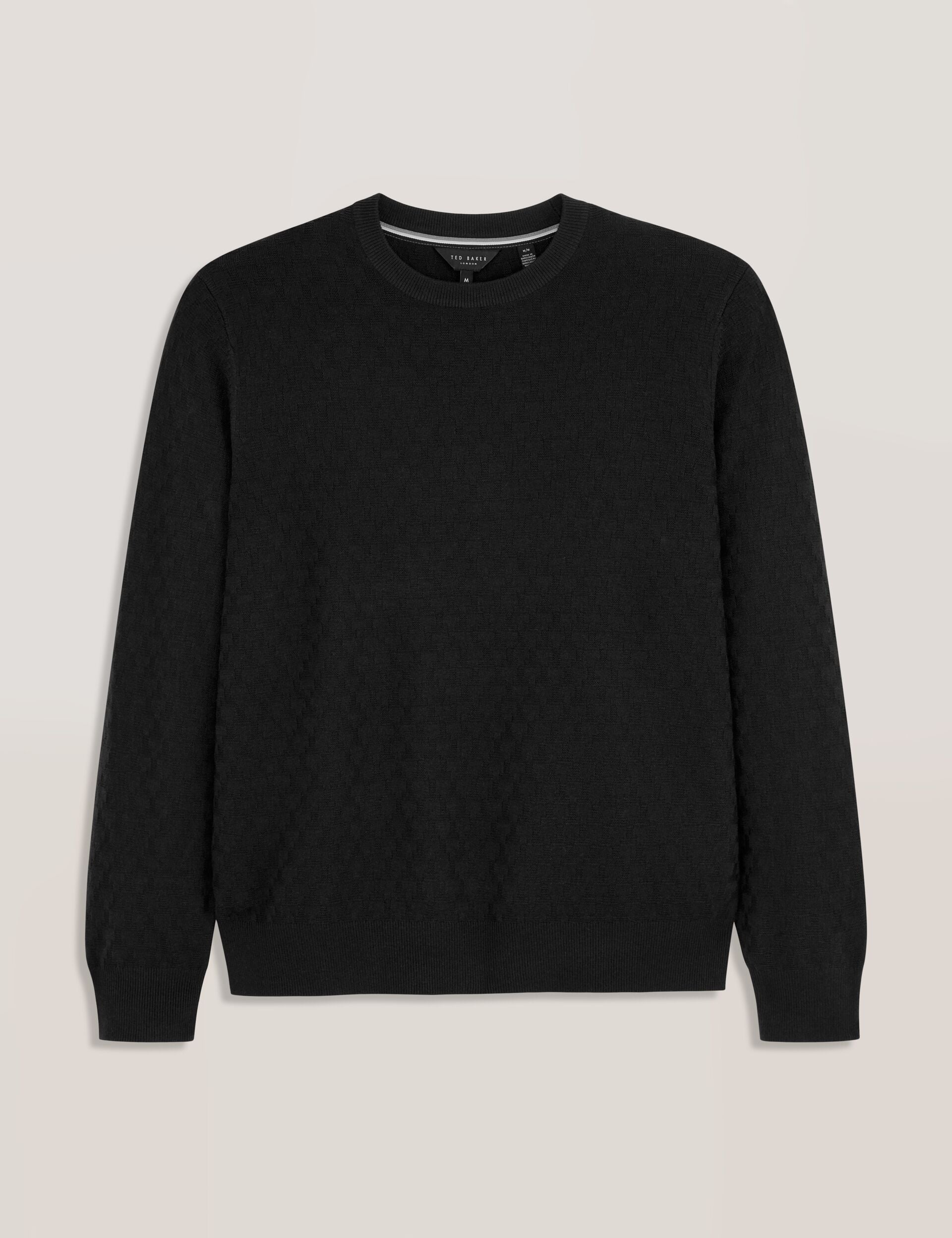 Men T STITCH LONG SLEEVE CREW NECK SWEATER - Black Beauty - Ted Baker