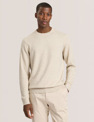 Men T STITCH LONG SLEEVE CREW NECK SWEATER - Egret Heather - Ted Baker