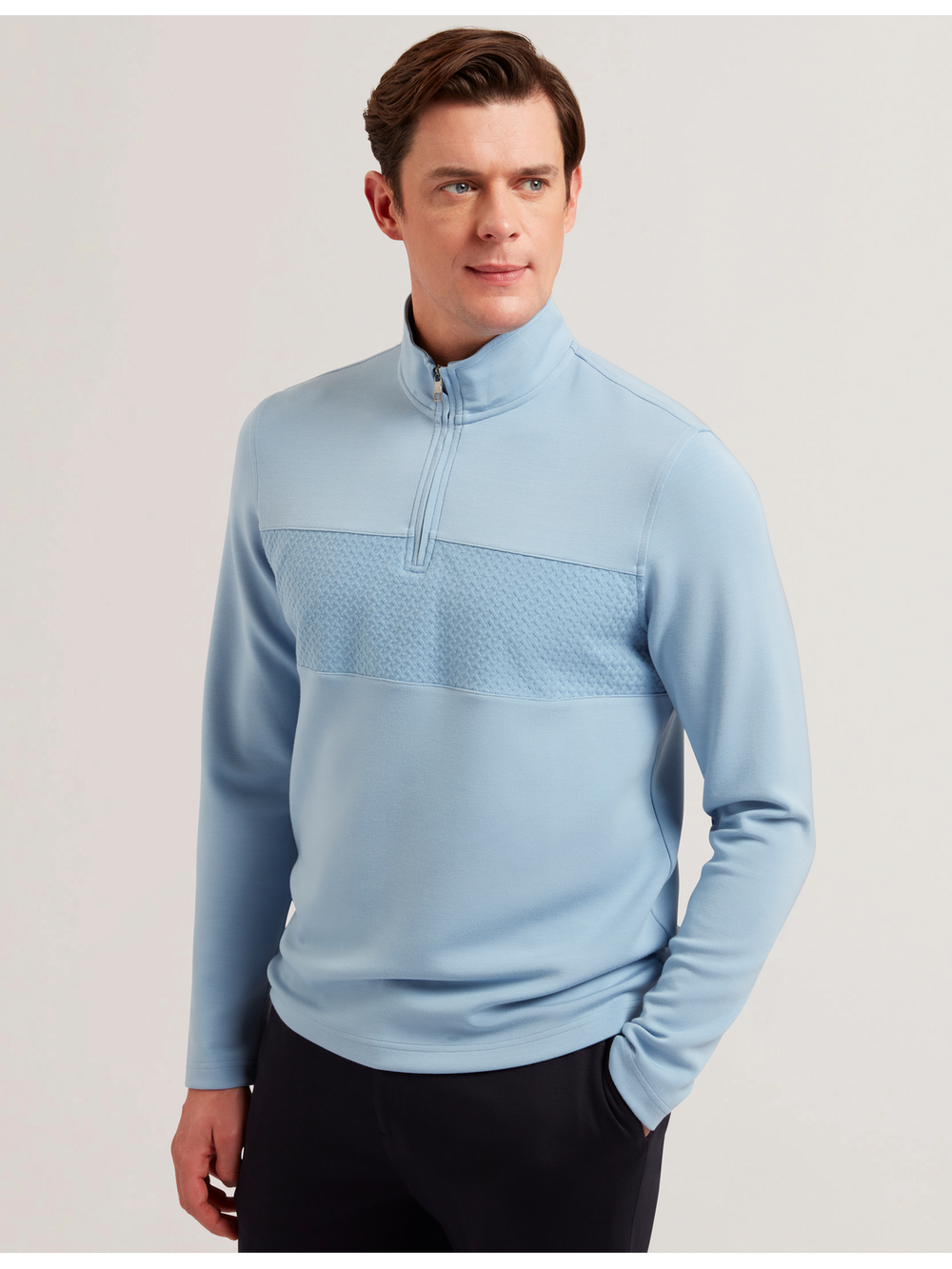 Men SIMONEA - Textured Panel Half-Zip Modal Sweatshirt - Ted Baker