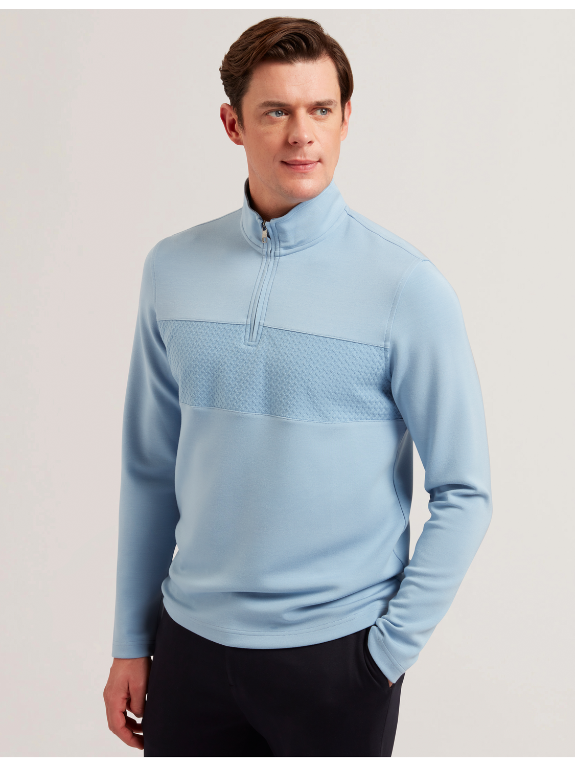Men SIMONEA - Textured Panel Half-Zip Modal Sweatshirt - Ted Baker