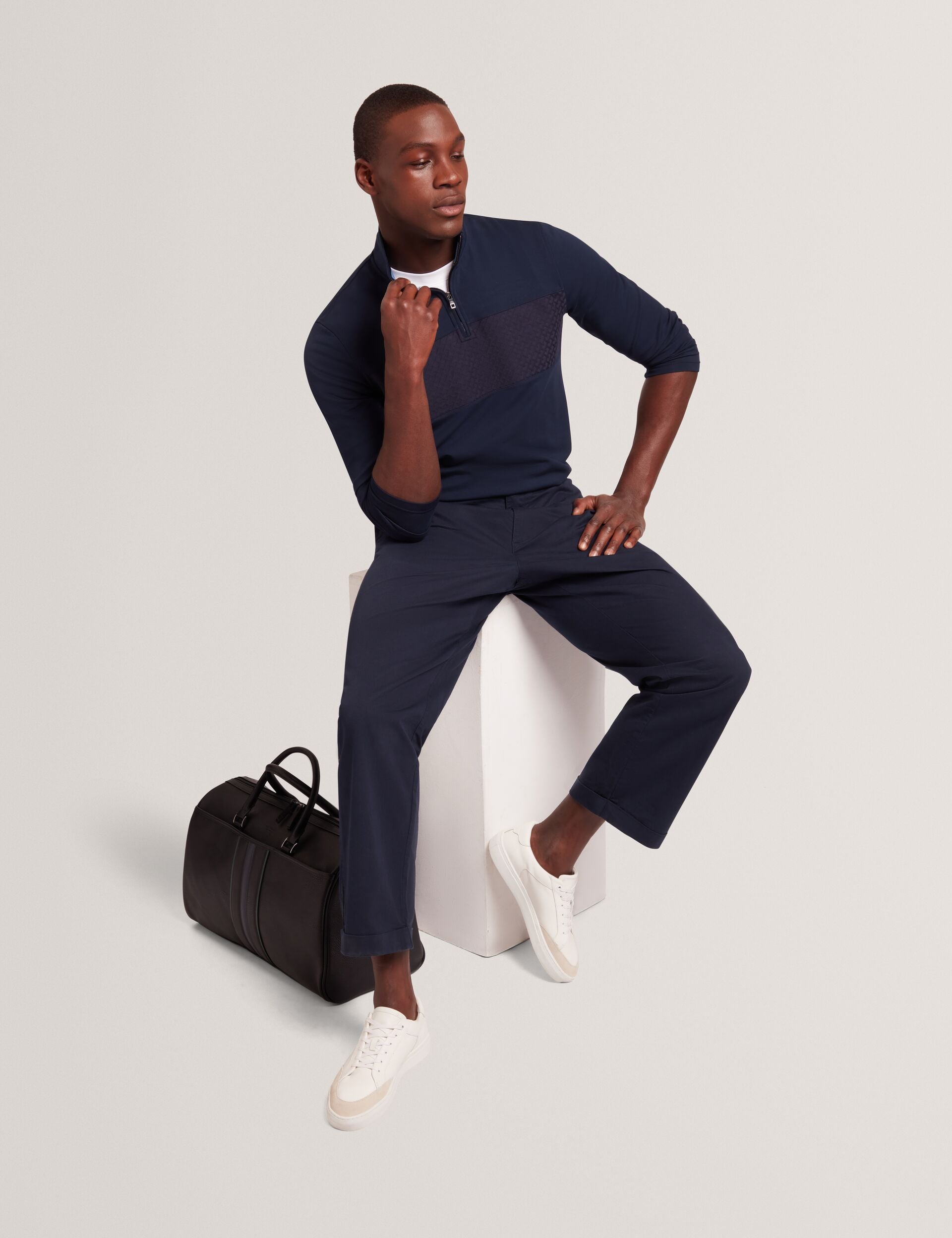 Men SIMONEAO - Textured Panel Half-Zip Modal Sweatshirt - Ted Baker