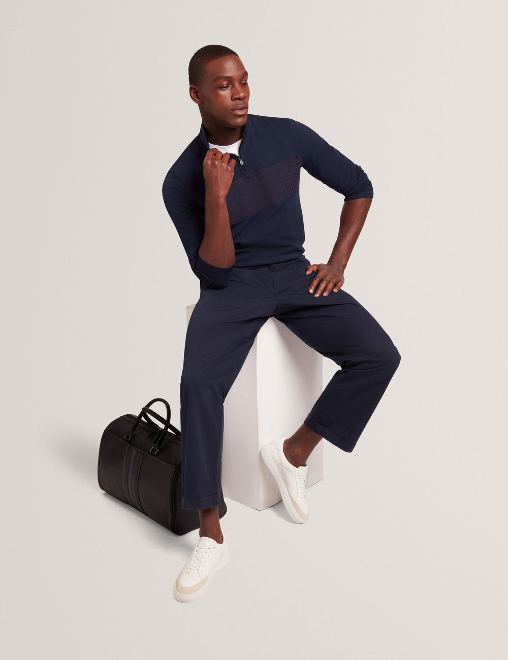 Men SIMONEAO - Textured Panel Half-Zip Modal Sweatshirt - Ted Baker