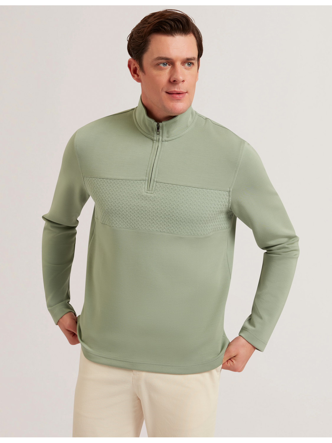 Men SIMONEA - Textured Panel Half-Zip Modal Sweatshirt - Ted Baker