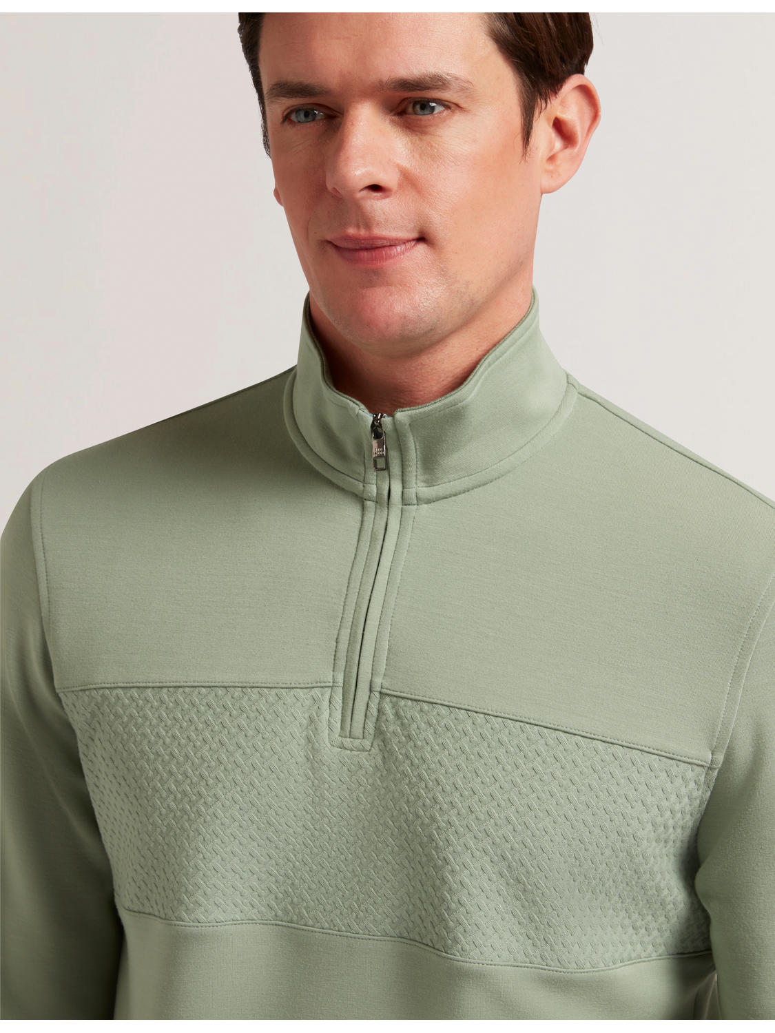 Men SIMONEA - Textured Panel Half-Zip Modal Sweatshirt - Ted Baker