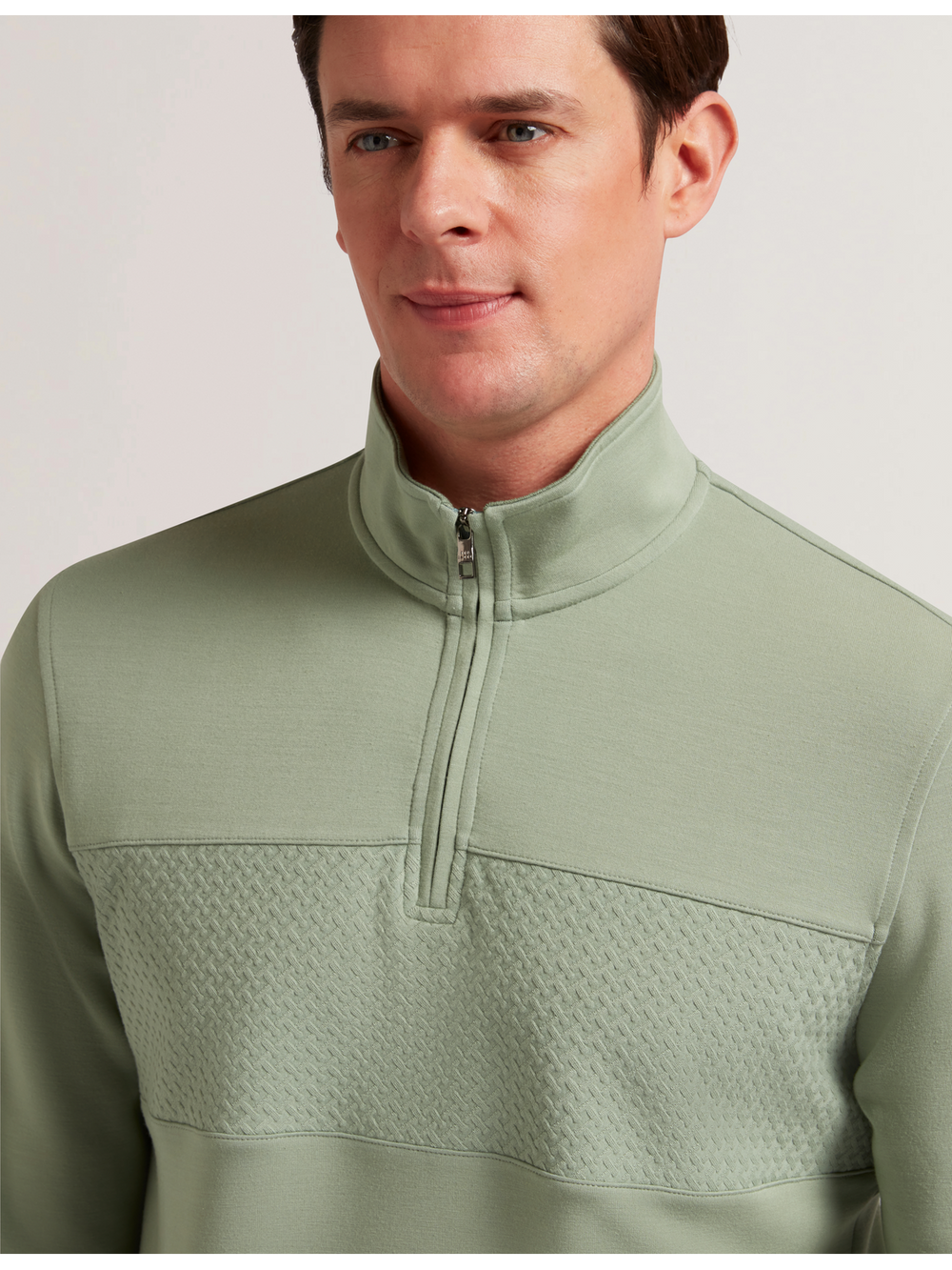Men SIMONEA - Textured Panel Half-Zip Modal Sweatshirt - Ted Baker