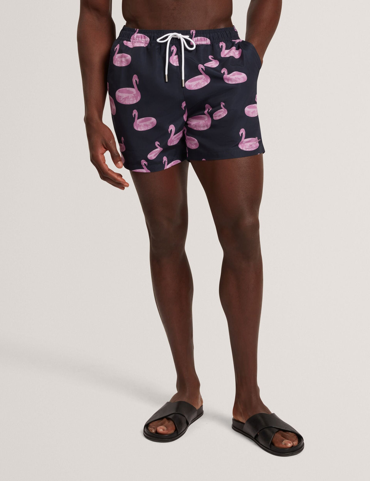 Men POMONNA Flamingo Print Drawstring Swim Shorts - Ted Baker