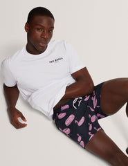 Men POMONNA Flamingo Print Drawstring Swim Shorts - Ted Baker
