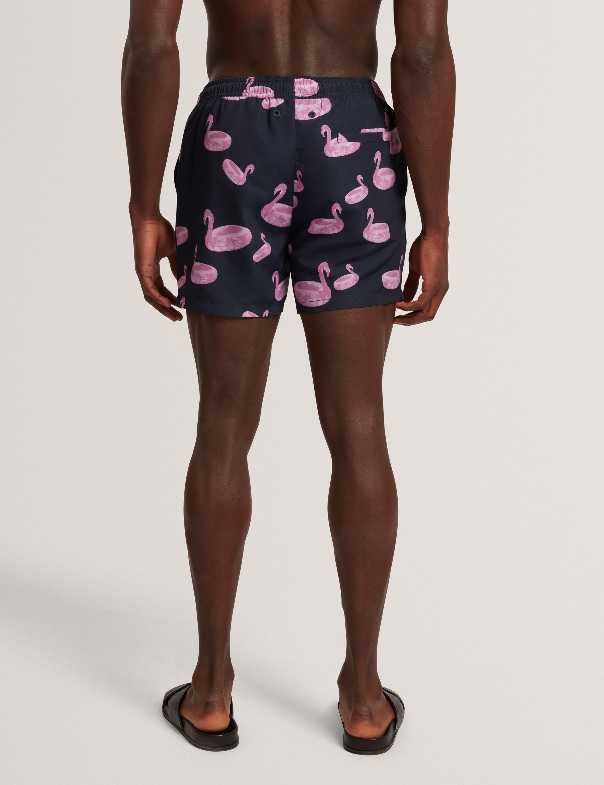 Men POMONNA Flamingo Print Drawstring Swim Shorts - Ted Baker