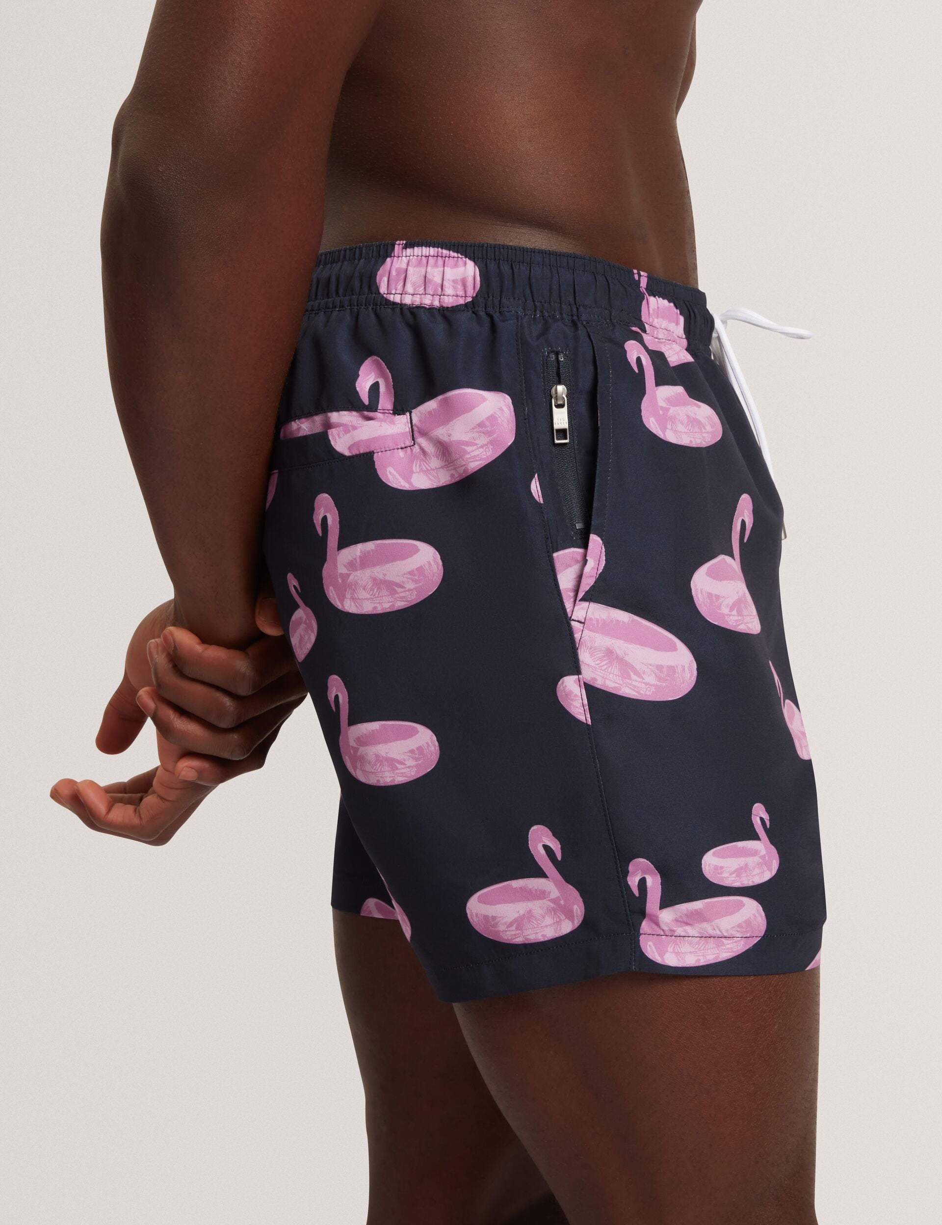 Men POMONNA Flamingo Print Drawstring Swim Shorts - Ted Baker