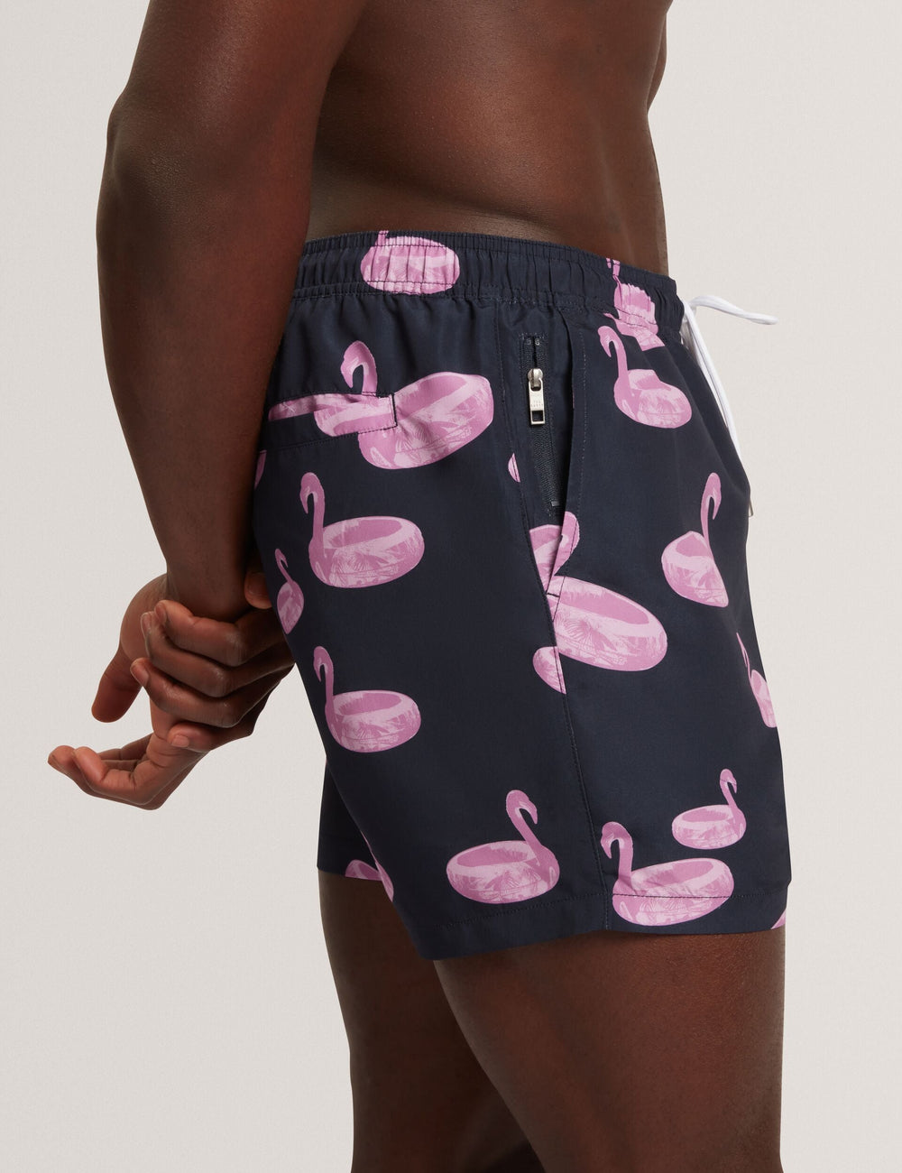 Men POMONNA Flamingo Print Drawstring Swim Shorts - Ted Baker