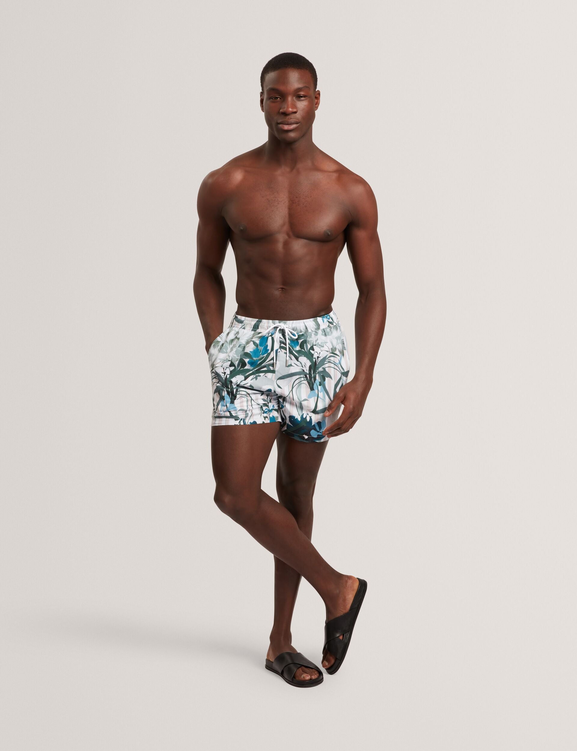 Men PALMDLE Floral Stripe Elasticated Swim Shorts - Ted Baker