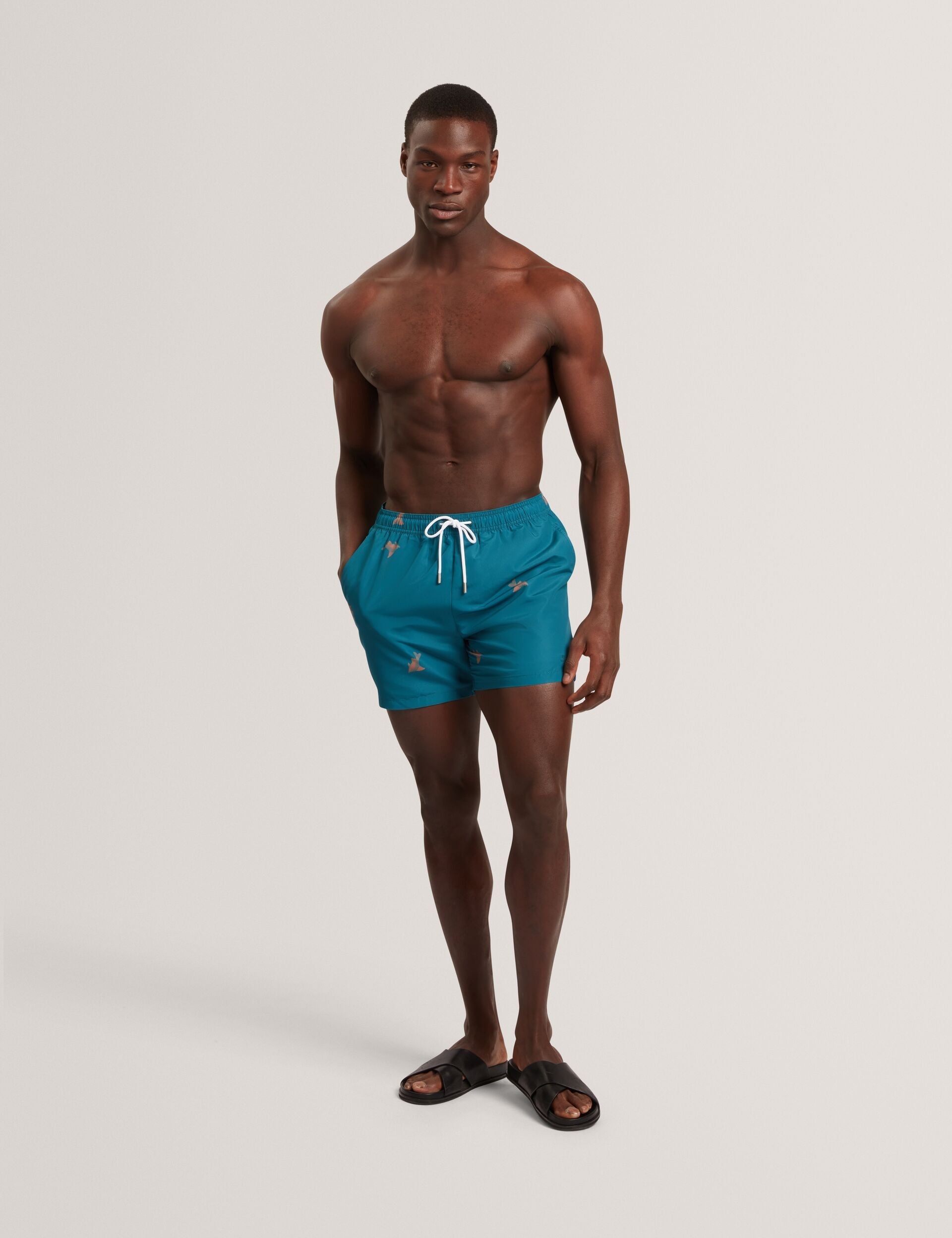 Men BRENTWD Goldfish Print Drawstring Swim Shorts - Ted Baker