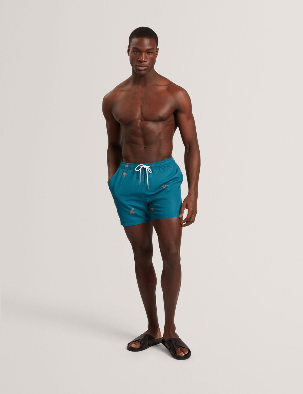 Men BRENTWD Goldfish Print Drawstring Swim Shorts - Ted Baker