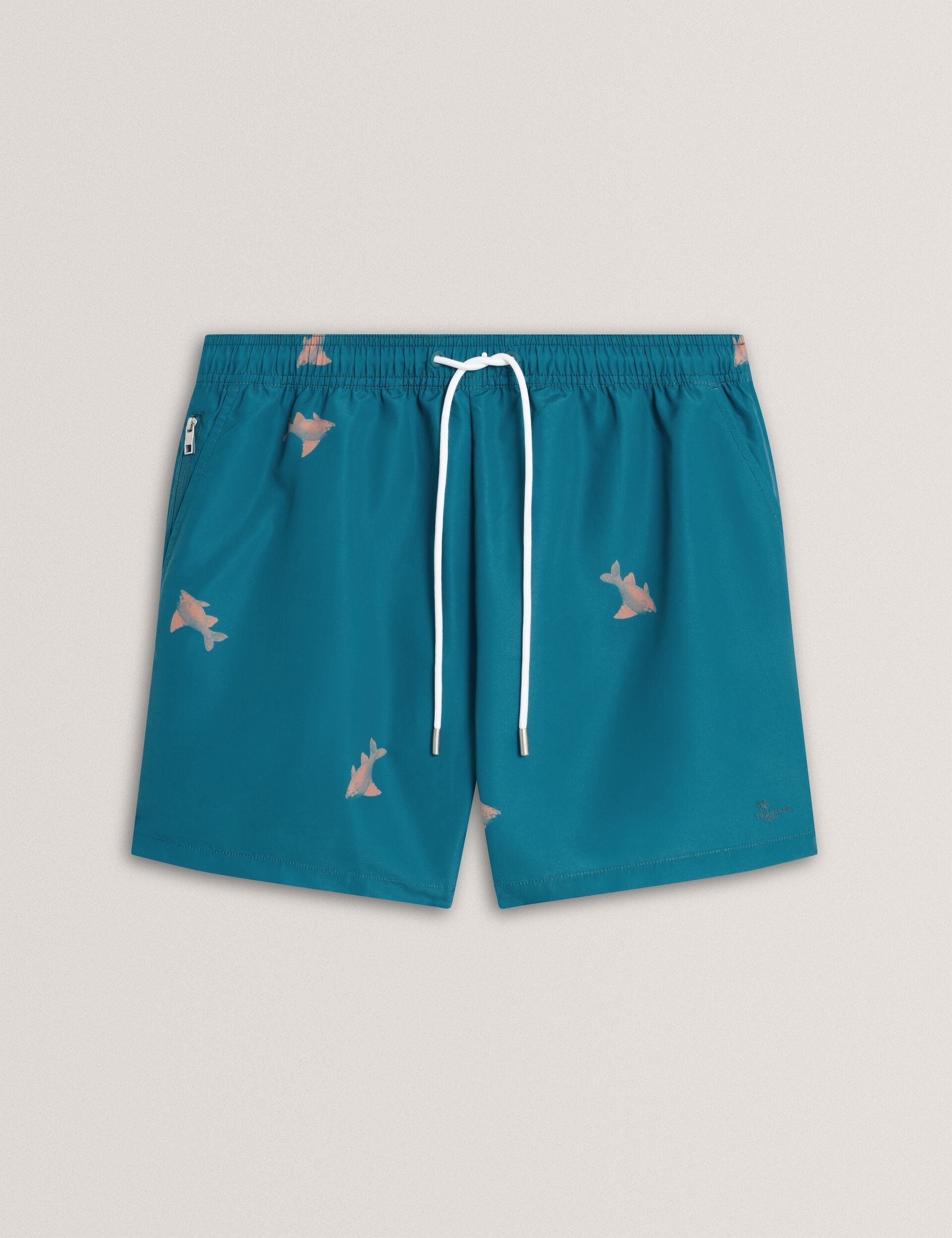 Men BRENTWD Goldfish Print Drawstring Swim Shorts - Ted Baker