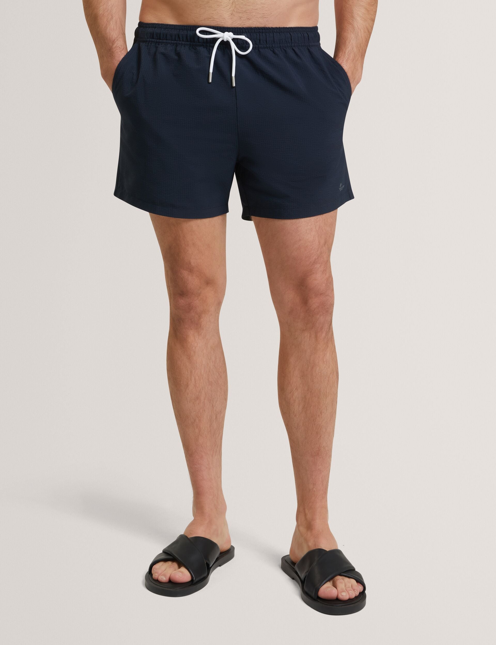 Men HEFFNER Seersucker Mid-Length Swim Shorts - Ted Baker