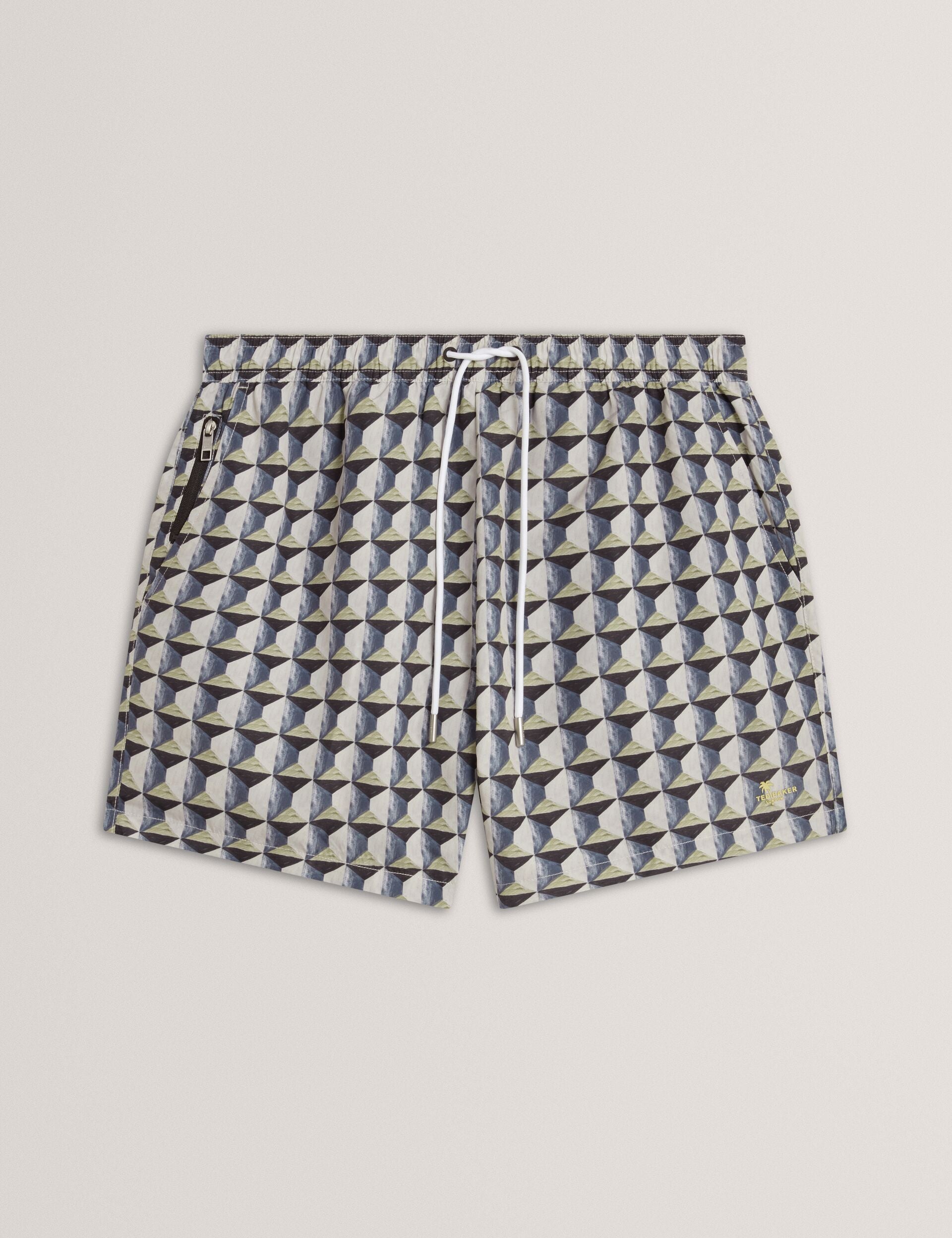 Men BELAIRE Retro Geo Drawstring Swim Shorts - Ted Baker