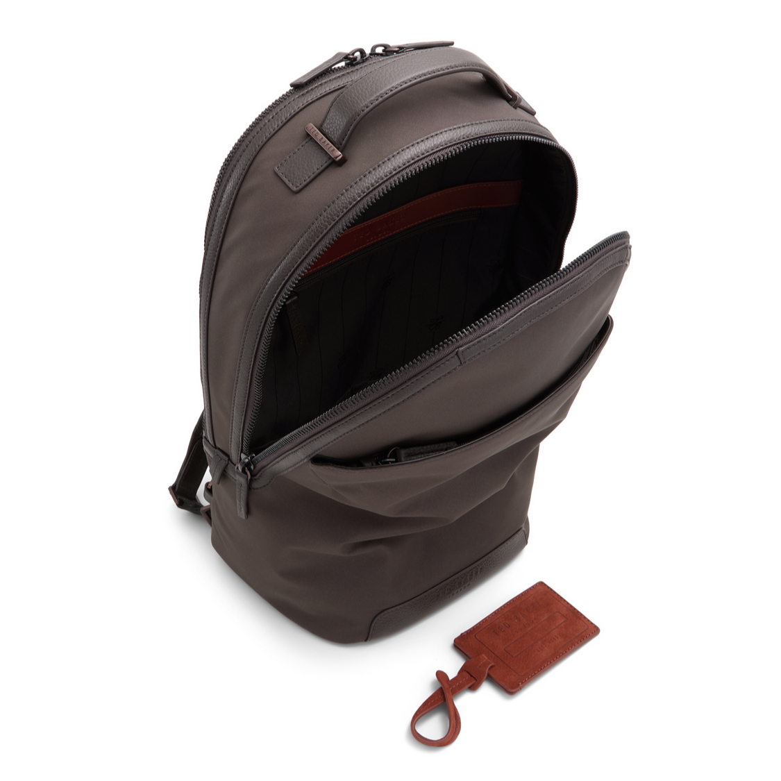 Men XADEN - Nylon Leather Trim Double Zip Backpack - Ted Baker
