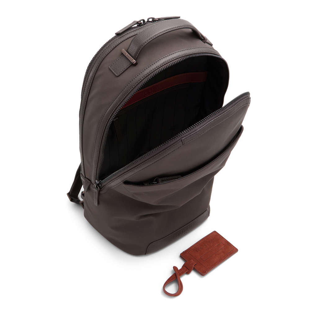Men XADEN - Nylon Leather Trim Double Zip Backpack - Ted Baker
